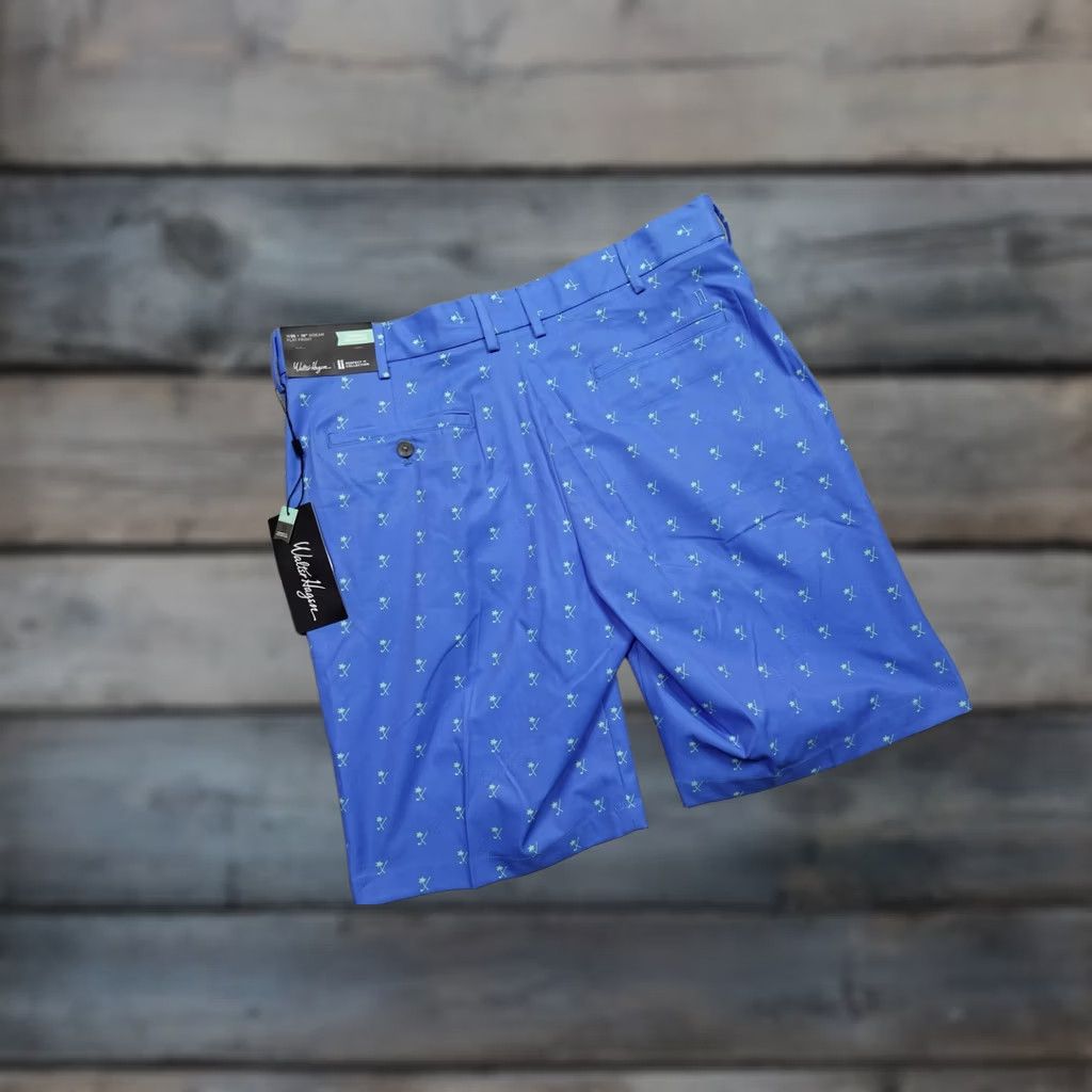 Vintage Walter Hagen Perfect 11 Golf Shorts Mens 35 Blue Palm Print 10 Inseam NWT Size US 35 - 1 Thumbnail