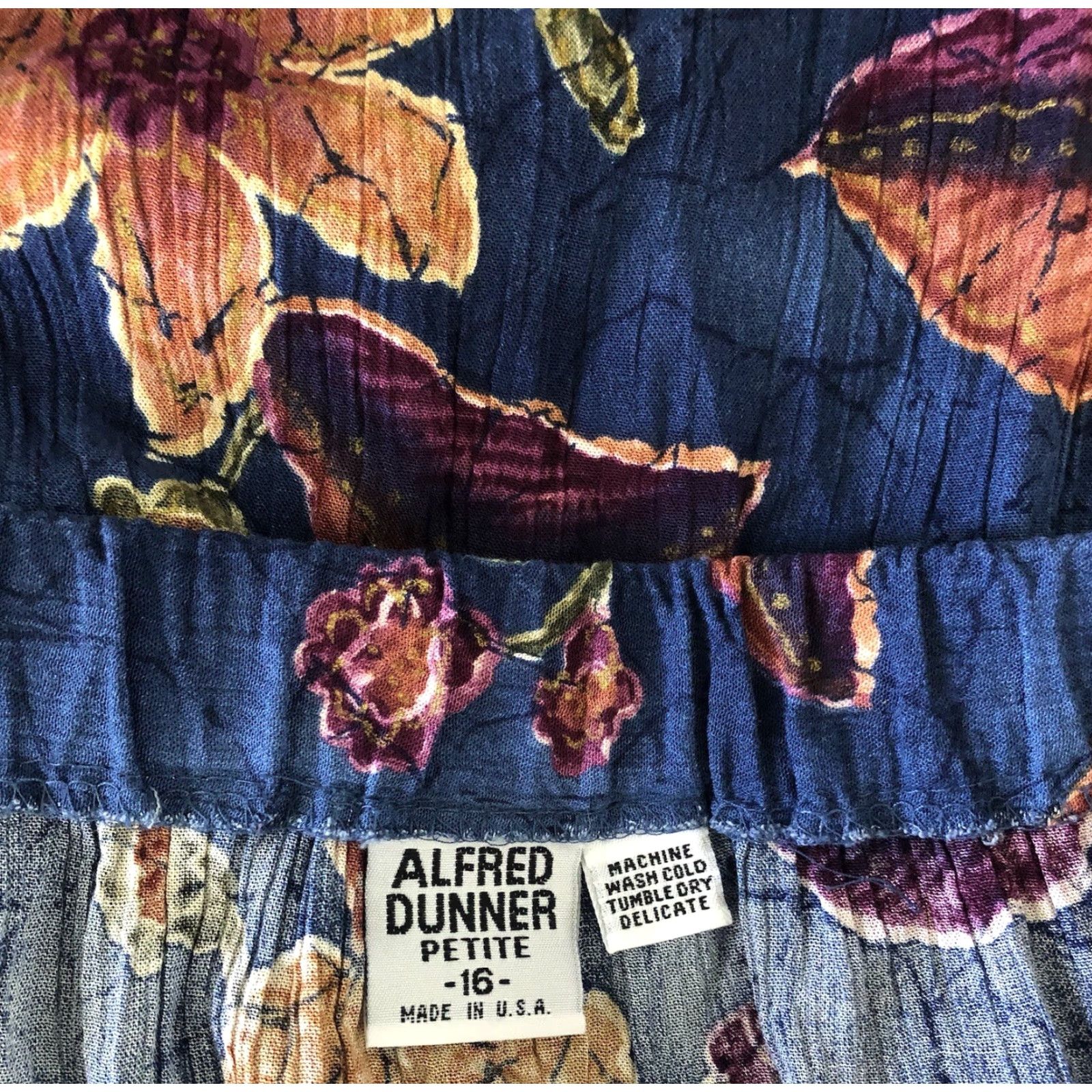 Vintage VINTAGE Alfred Dunner Skirt 16p Blue Floral Midi Straight Pleats 31”W CottageCore Boho Y2K 90s Size 38" / US 16 / IT 52 - 3 Thumbnail