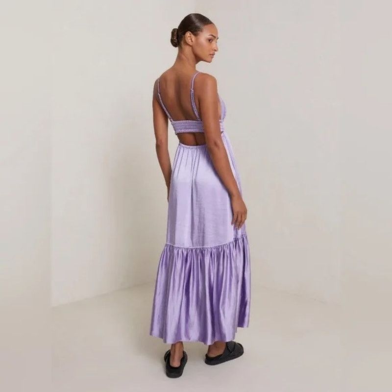 A.L.C. ALC A.L.C. Rhodes Cut-Out Satin Midi Dress Purple size 14 Size XL / US 12-14 / IT 48-50 - 12 Thumbnail