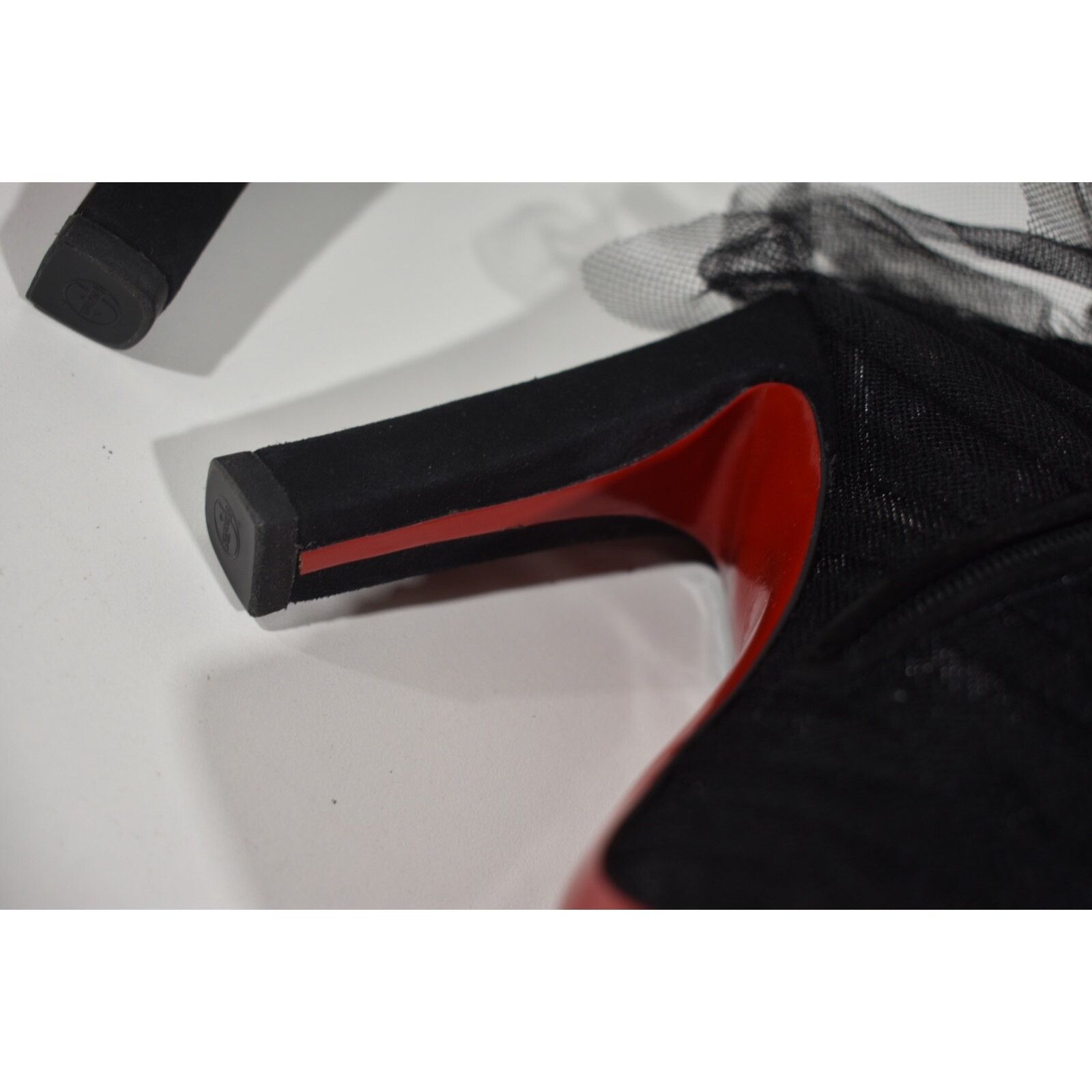 Christian Louboutin Christian Louboutin Libellibooty 100 Black Mesh Tulle Size US 10 / IT 40 - 11 Thumbnail