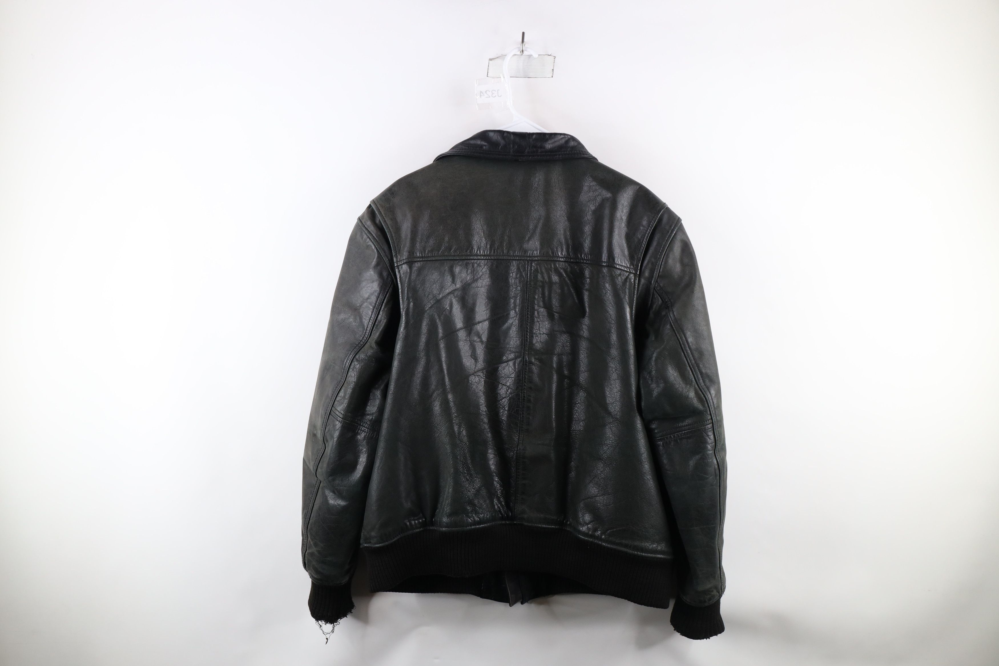 Vintage Vintage 90s Streetwear Full Zip Leather Flight Bomber Jacket Size US XL / EU 56 / 4 - 16 Thumbnail