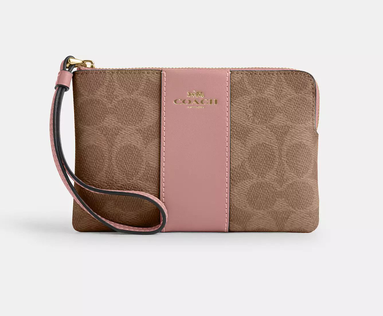 Coach Corner Zip Wristlet In Signature Canvas With Stripe CW854 Size ONE SIZE - 5 Thumbnail
