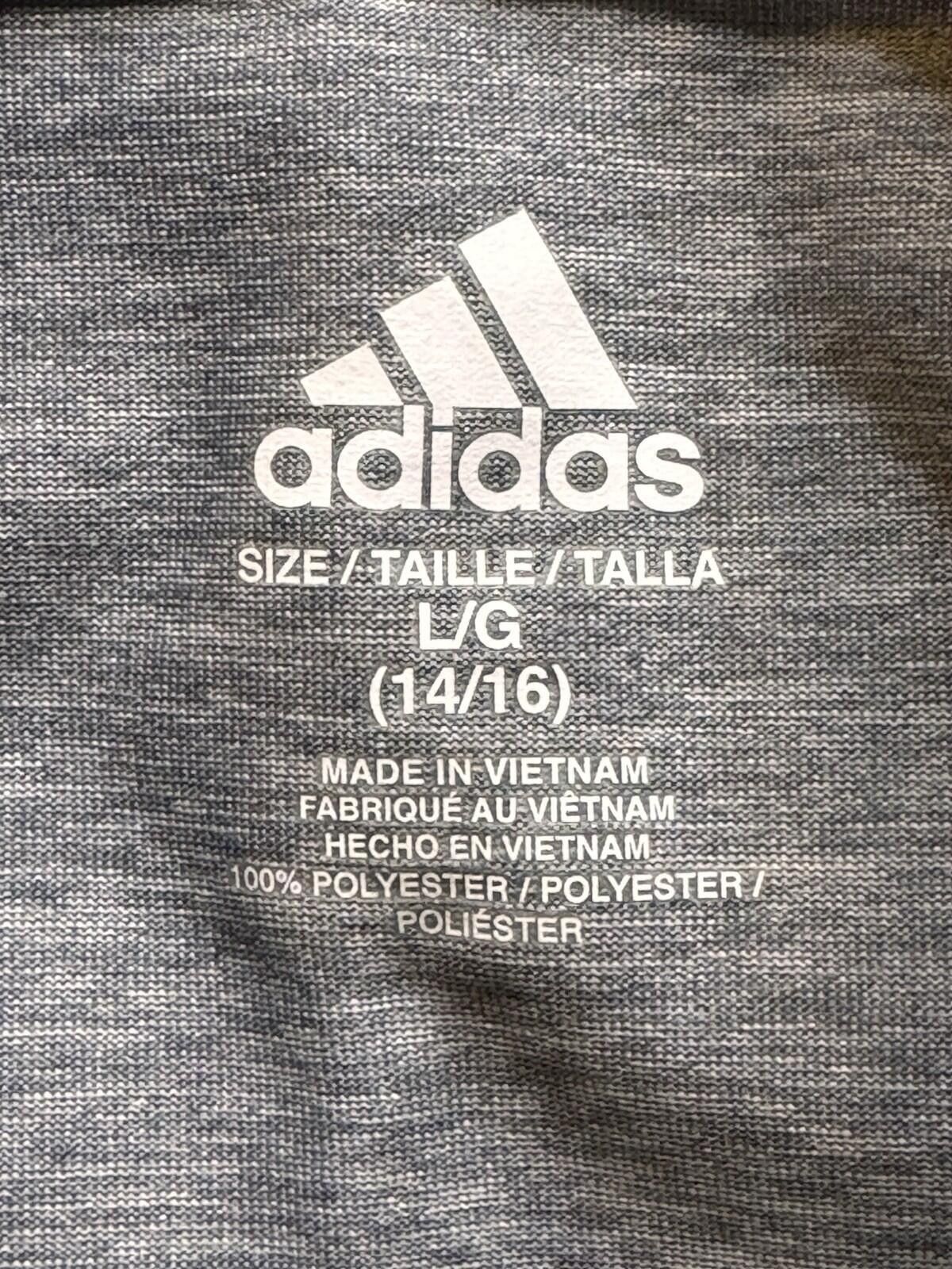 Adidas Adidas Boys Shirt Short Sleeve Dri-Fit Size 14/16 Gray 767 Size US L / EU 52-54 / 3 - 4 Thumbnail