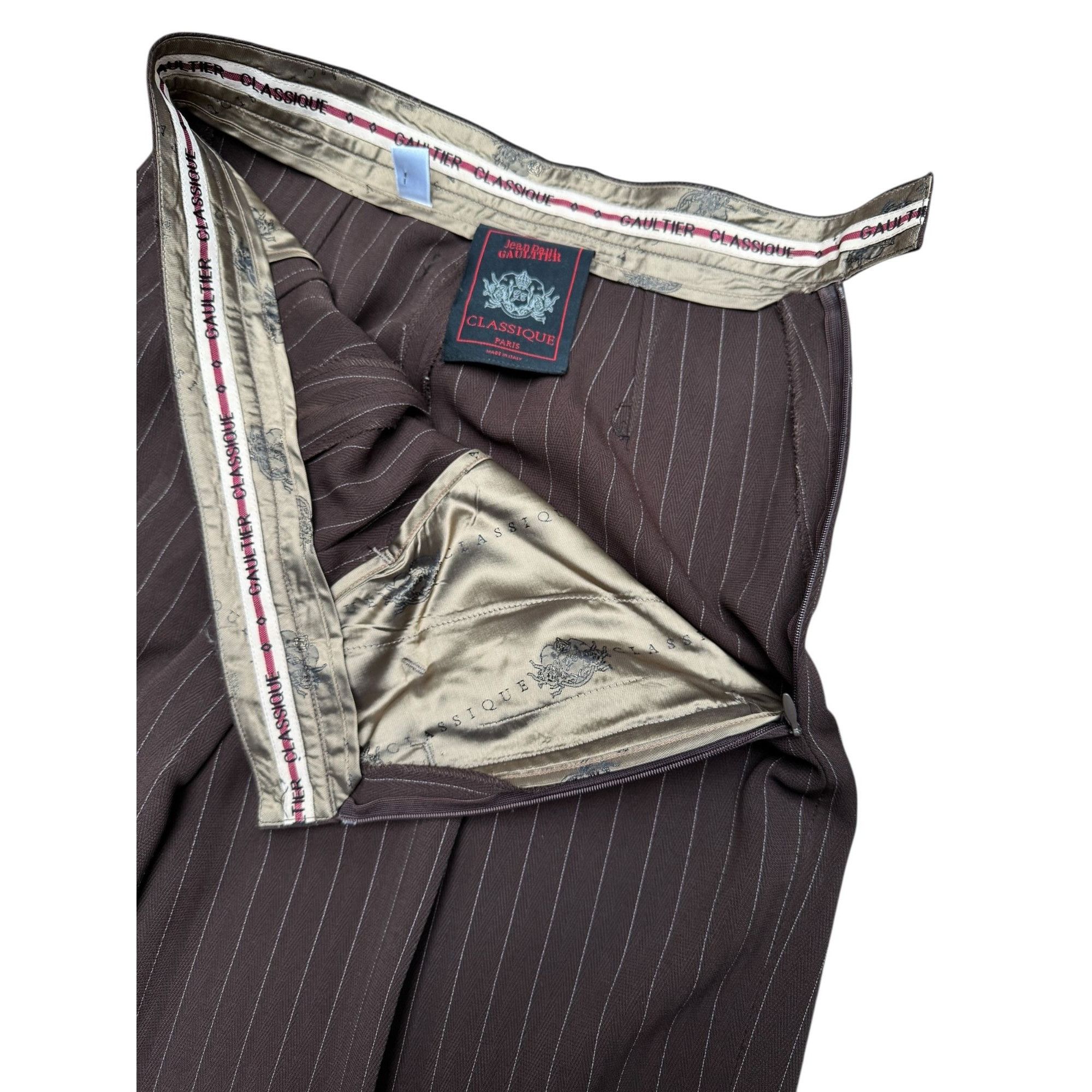 Jean Paul Gaultier SS 1995 Brown Pinstripe Suit Size XS / US 0-2 / IT 36-38 - 10 Thumbnail