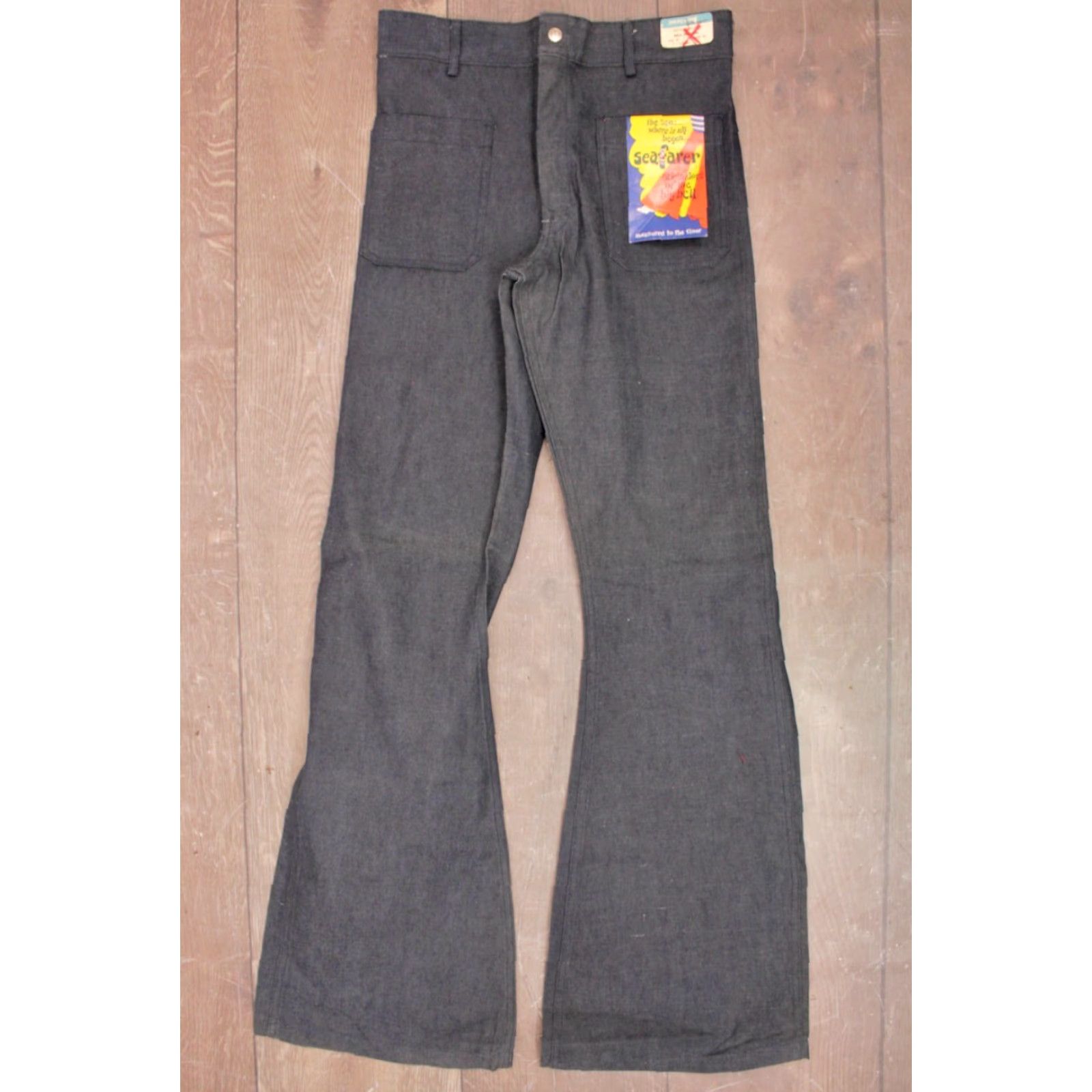 Vintage VINTAGE Seafarer Jeans Bellbottom Navy 60s NOS 1960s Mens Denim Size 33 Inseam 36.5 Blue 46" Length Dungarees 60s Bell Bottom Jeans Size US 33 - 2 Thumbnail