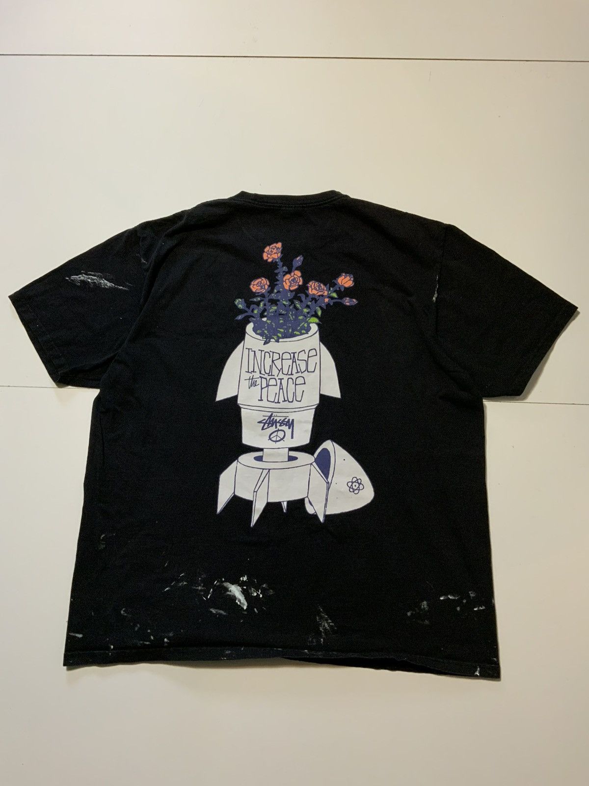 Stussy Vintage Y2K Stussy Increase The Peace Rose Bomb T-Shirt Size US XL / EU 56 / 4 - 3 Thumbnail