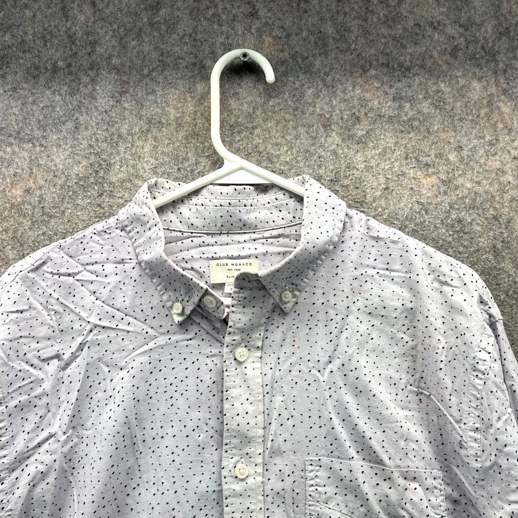 Club Monaco Club Monaco Shirt Men XL Gray Polka Dot Button-Down Slim Fit Size US XL / EU 56 / 4 - 4 Thumbnail