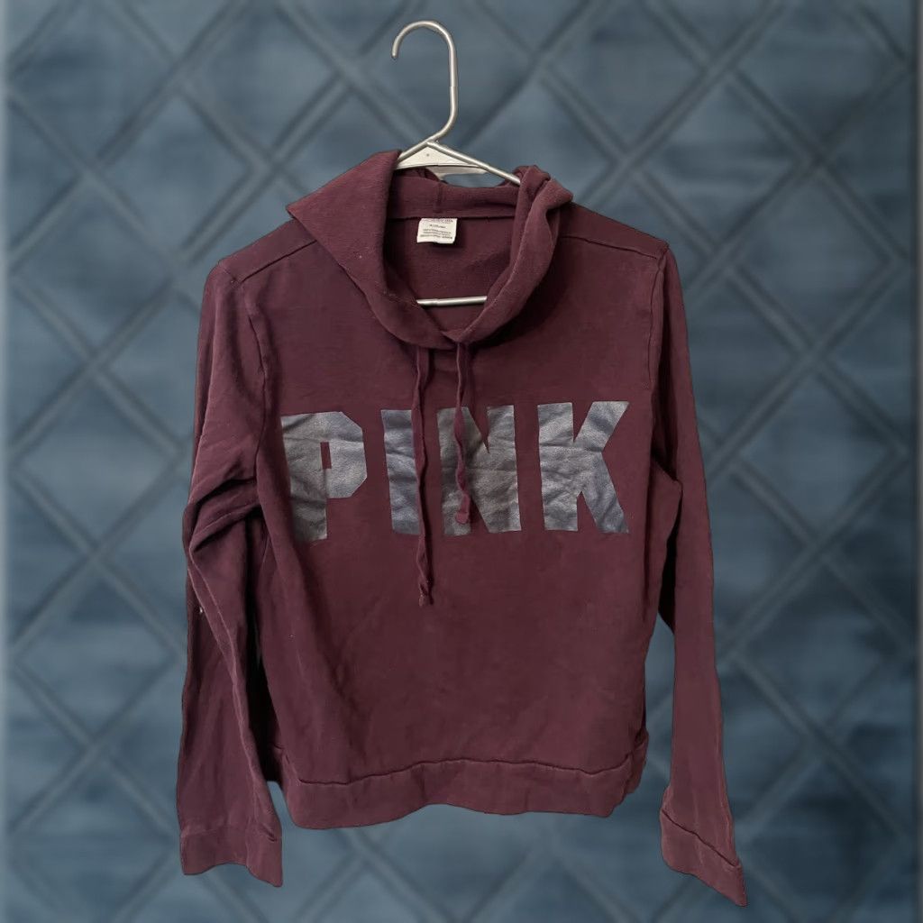 Victoria's Secret PINK Victoria's Secret Pullover Hoodie Women's Size M Maroon Logo Hoodie Pockets Full Zip Activewear Thriving Victoria's Secret PINK Size M / US 6-8 / IT 42-44 - 1 Thumbnail