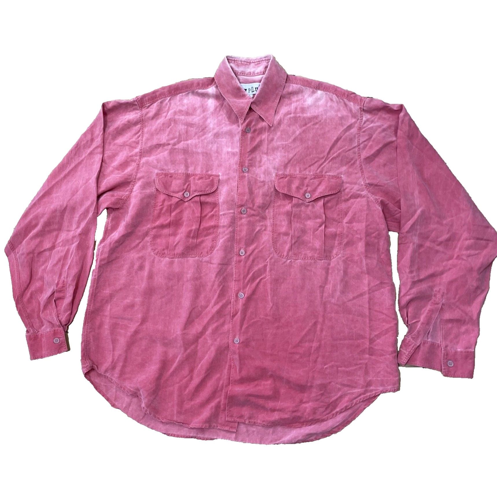 Pinko VINTAGE JOYPLUS Shirt Men L Pink Grunge 90s 70s Fade Button-Up Long Sleeve Collared Streetwear Casual Workwear Size US L / EU 52-54 / 3 - 2 Thumbnail