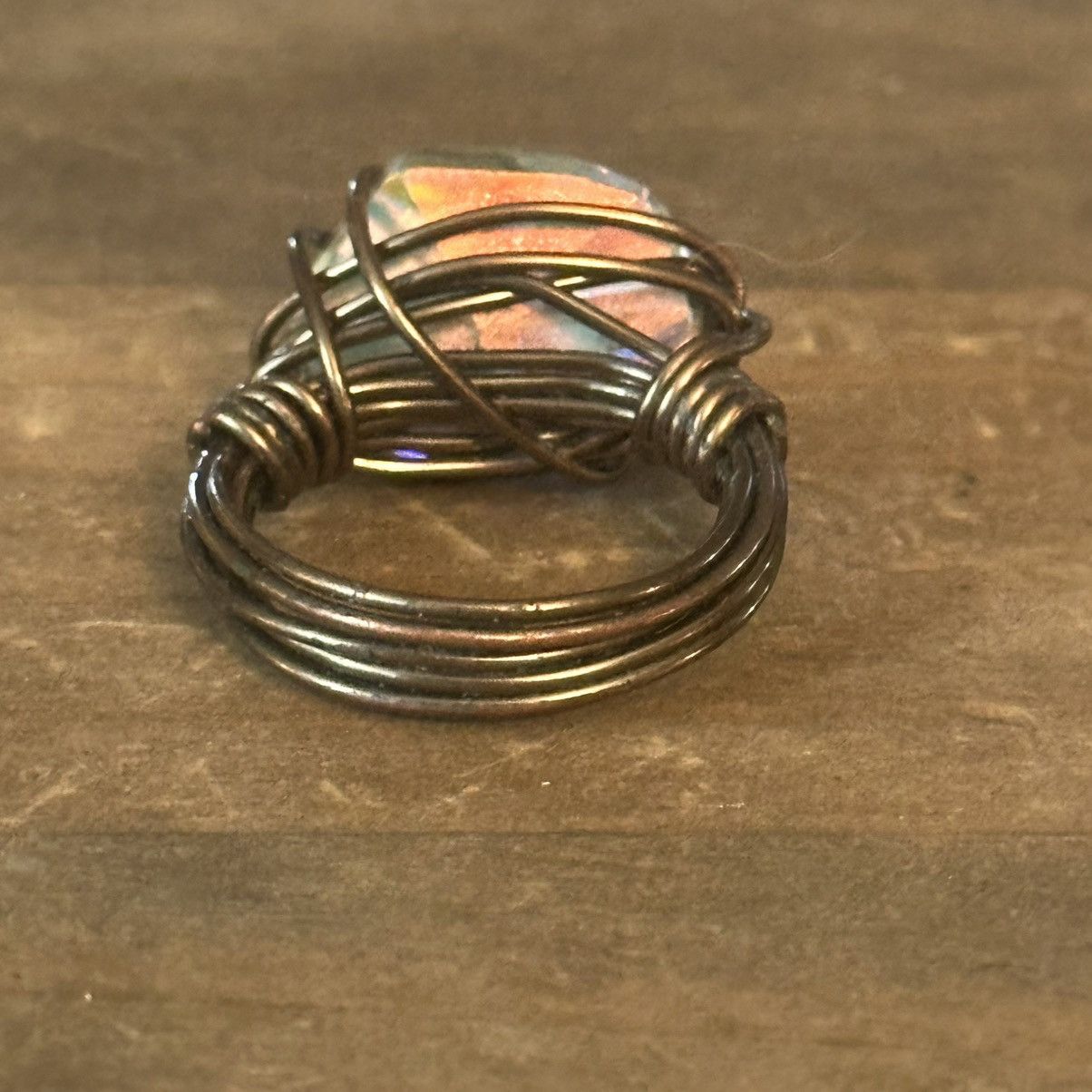 Vintage Vintage Aurora Borealis wired wrapped stone ring Size ONE SIZE - 7 Thumbnail