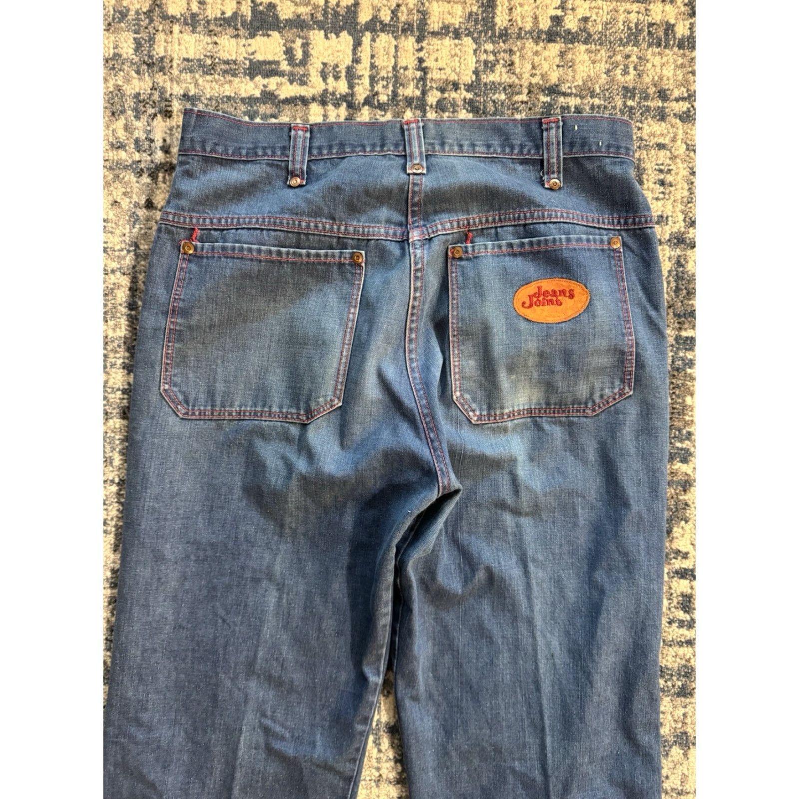 Sears VINTAGE Sears Jeans Joint Perma Prest Blue Jeans Men’s 32 Regular 1960s 31.5in Inseam Red Stitching Denim Mens Vintage 60s Look Hippy Pants Size US 32 / EU 48 - 2 Thumbnail