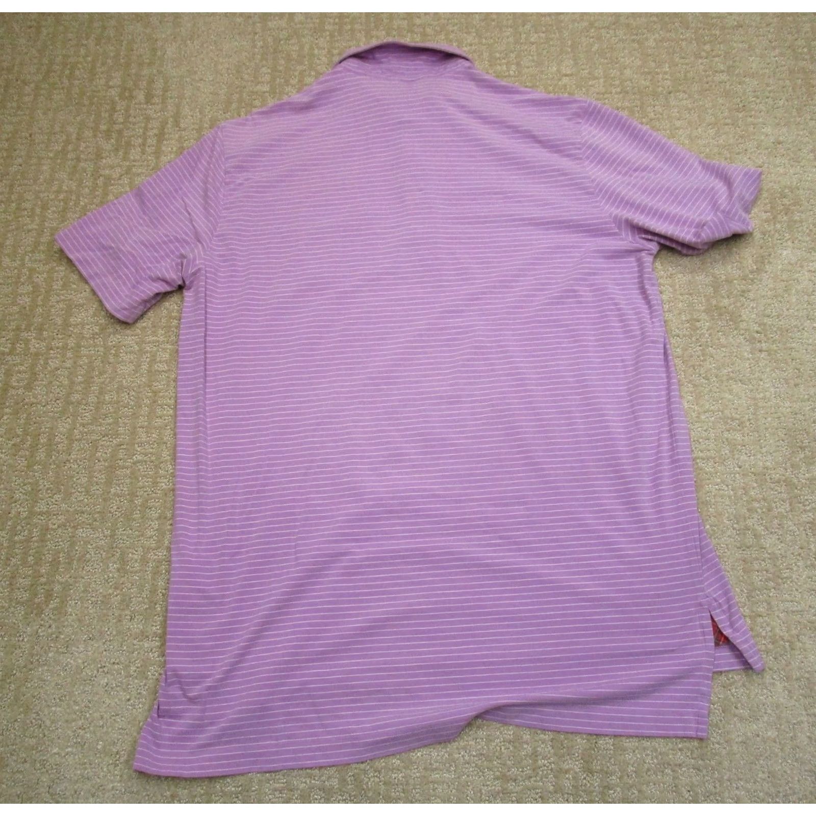 Ralph Lauren Ralph Lauren Polo Golf Shirt Men Large Purple Striped Short Sleeve Knit Cotton Spandex Logo Relaxed Size US L / EU 52-54 / 3 - 3 Thumbnail