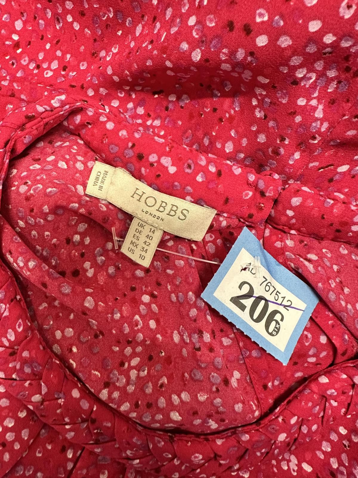 Other Hobbs Women's Long Sleeve Pink Patterned Blouse Size L / US 10 / IT 46 - 4 Thumbnail