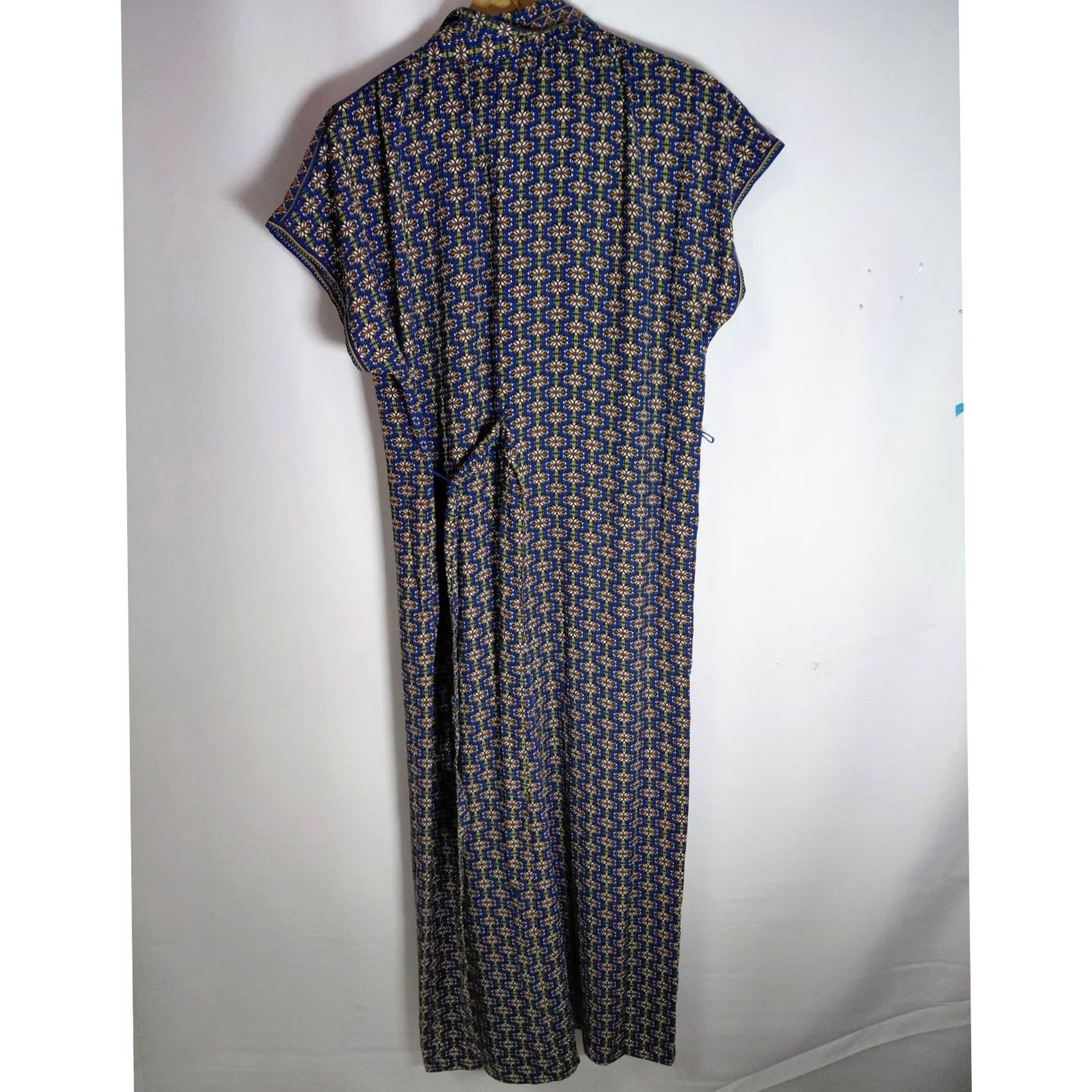 Vintage MAX STUDIO Jumpsuit Short Sleeve Collared Women XL Blue Floral Pattern NWT Size 40" / US 18 - 2 Thumbnail