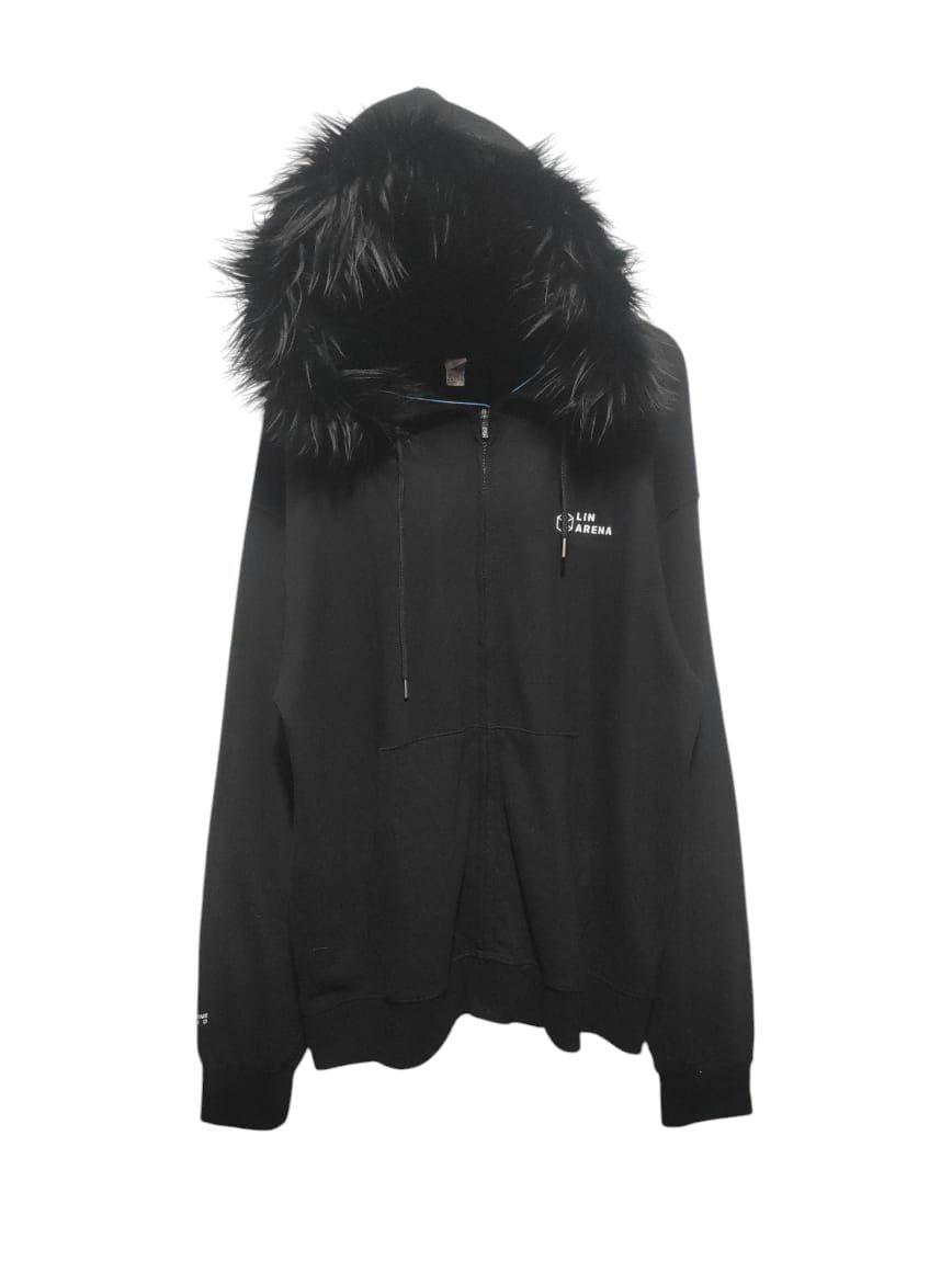 9/S project FUR ZIP HOODIE - BLACK Feral Faux Fur Studded Zip