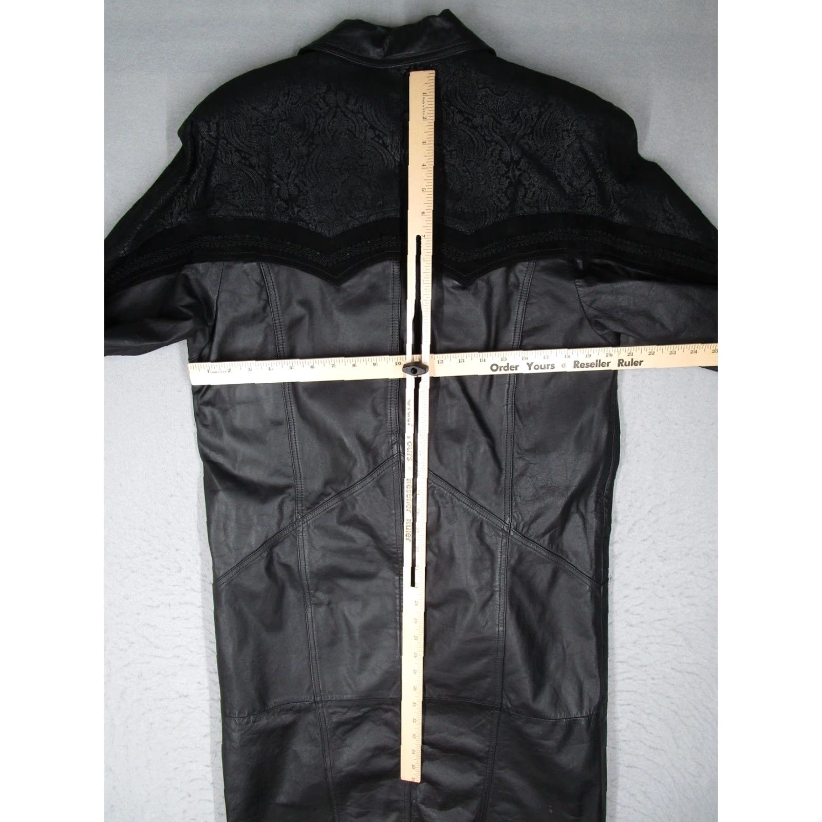 Vintage VINTAGE Winlit Leather Coat Womens Medium Black Embroidered Long Jacket 90s Size M / US 6-8 / IT 42-44 - 7 Thumbnail