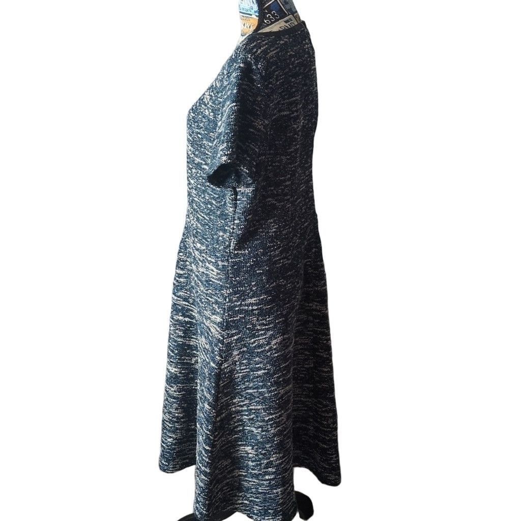 Talbots Talbot's Teal Tweed And Faux Leather Collar Dress Size 14W Size XL / US 12-14 / IT 48-50 - 6 Thumbnail