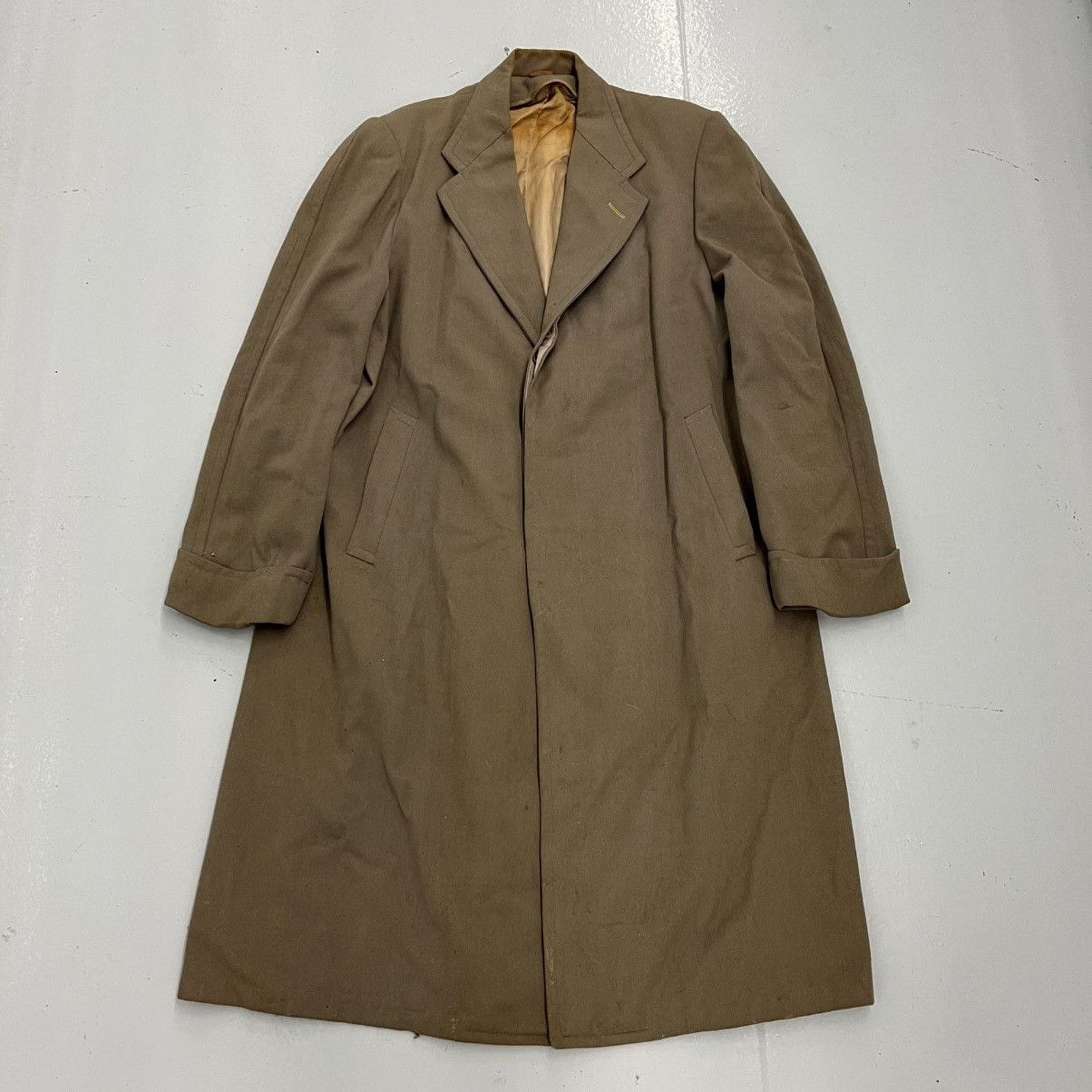 Other Vintage 40s 50s Beige Wool Long Overcoat Size US XL / EU 56 / 4 - 1 Thumbnail