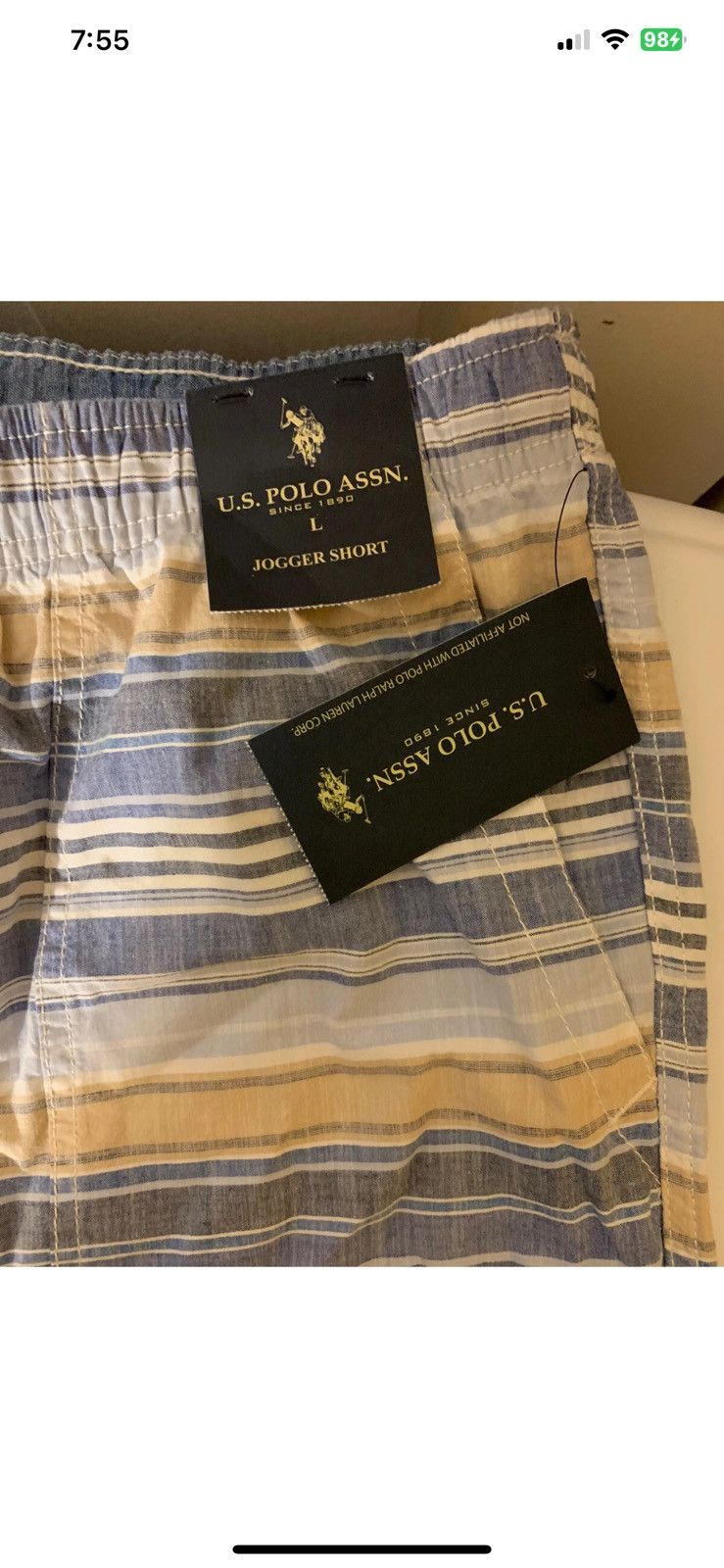 U.S. Polo Assn. New U.S. Polo Assn. Men's Sz L Jogger Short Striped NWT Size US 35 - 1 Thumbnail