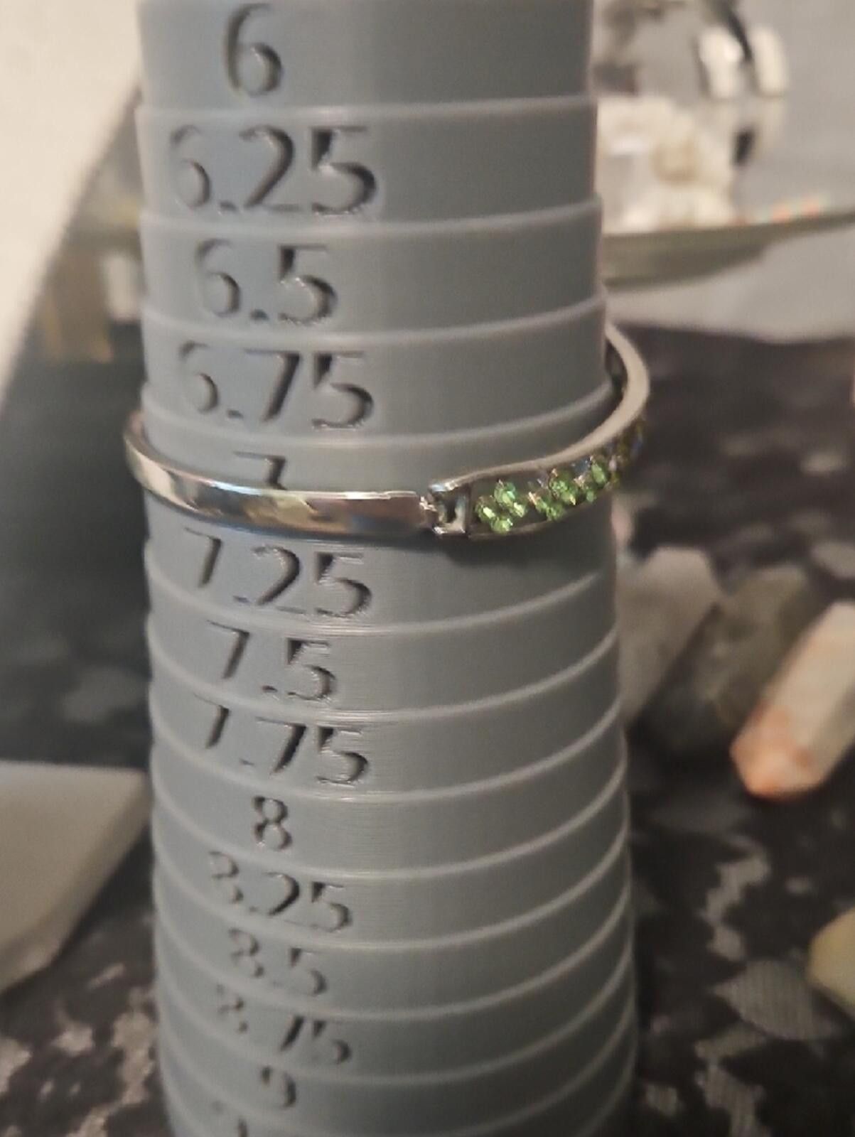 Other Silver Bangle with Green Gem Accents Size ONE SIZE - 3 Thumbnail