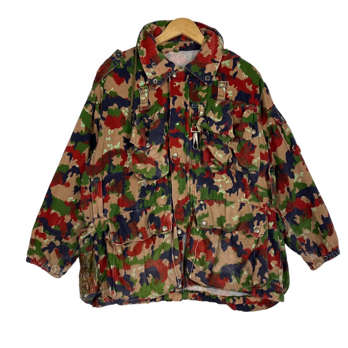 image of Military x US Issue Vintage Swiss Army Combat Heavyweight Jacket M83 Alpenflage in Camouflage (Size