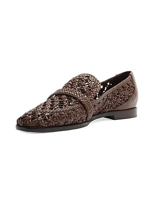 Alexandre Birman os11x1225 Jane Tresse Woven Leather Loafers in Rich Brown Size US 7 / IT 37 - 6 Thumbnail