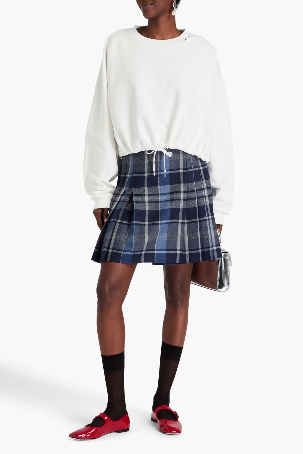 Marni o1f1d3z0725 Cropped French Terry Sweatshirt in White Size M / US 6-8 / IT 42-44 - 2 Thumbnail
