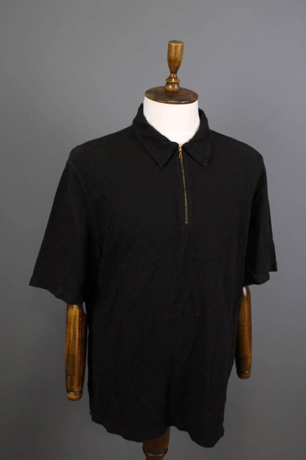 Oscar De La Renta Oska Black 1/4 Zip Textured Summer Polo Shirt Size 6 Size US M / EU 48-50 / 2 - 4 Thumbnail