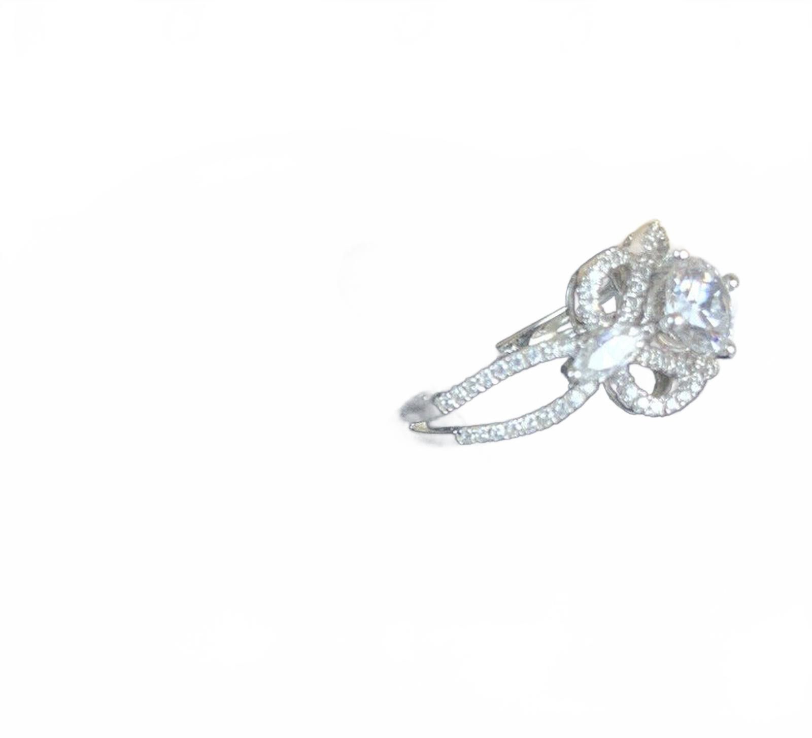 Other 14K White Gold Cubic Zirconia CZ Cocktail Statement Ring QCD Size ONE SIZE - 2 Thumbnail