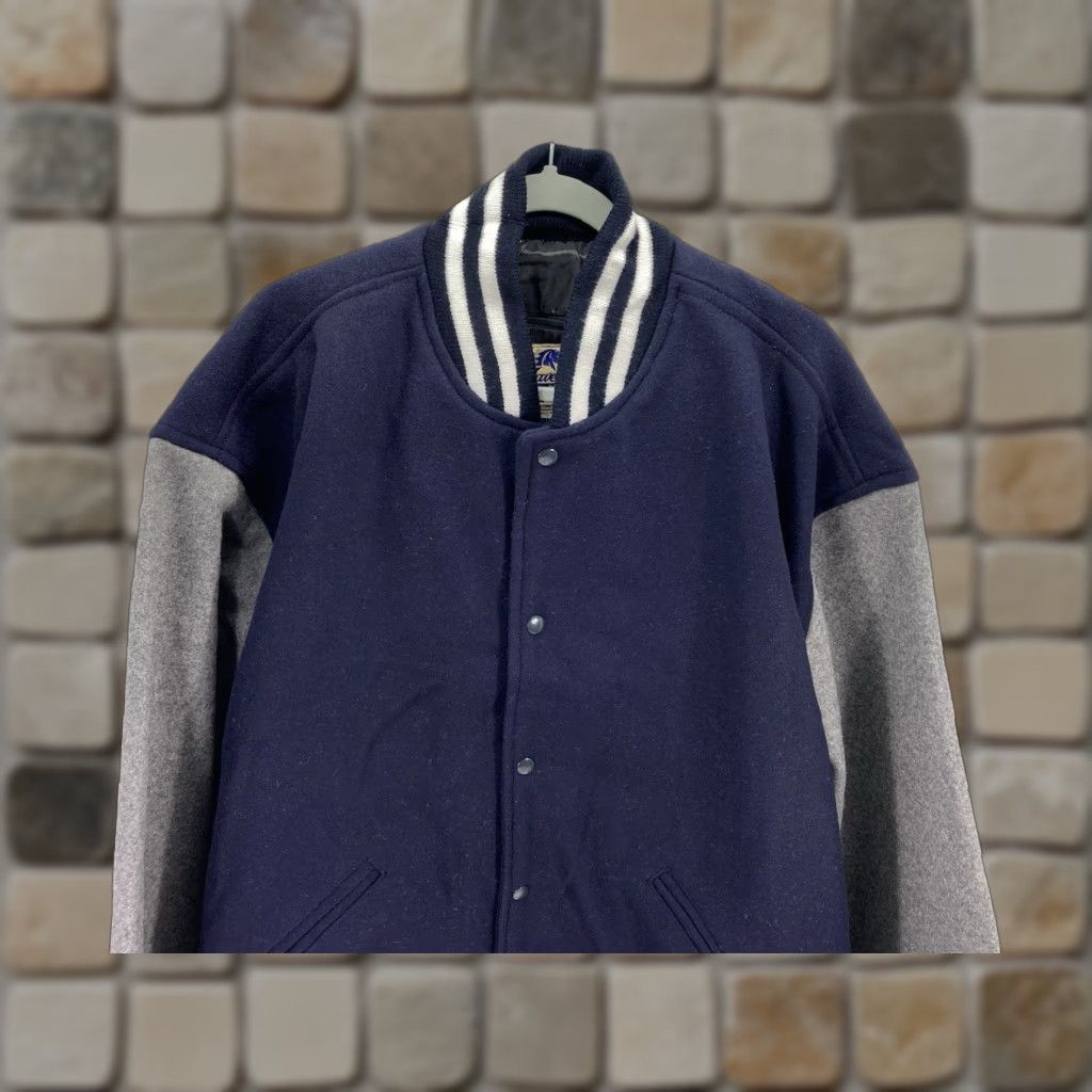 Vintage Maverick Varsity Jacket Wool Men 3XL Blue Gray Full Snap USA NWOT Letters Letterman Chest 32 Inches Slim? Size US XXL / EU 58 / 5 - 1 Thumbnail