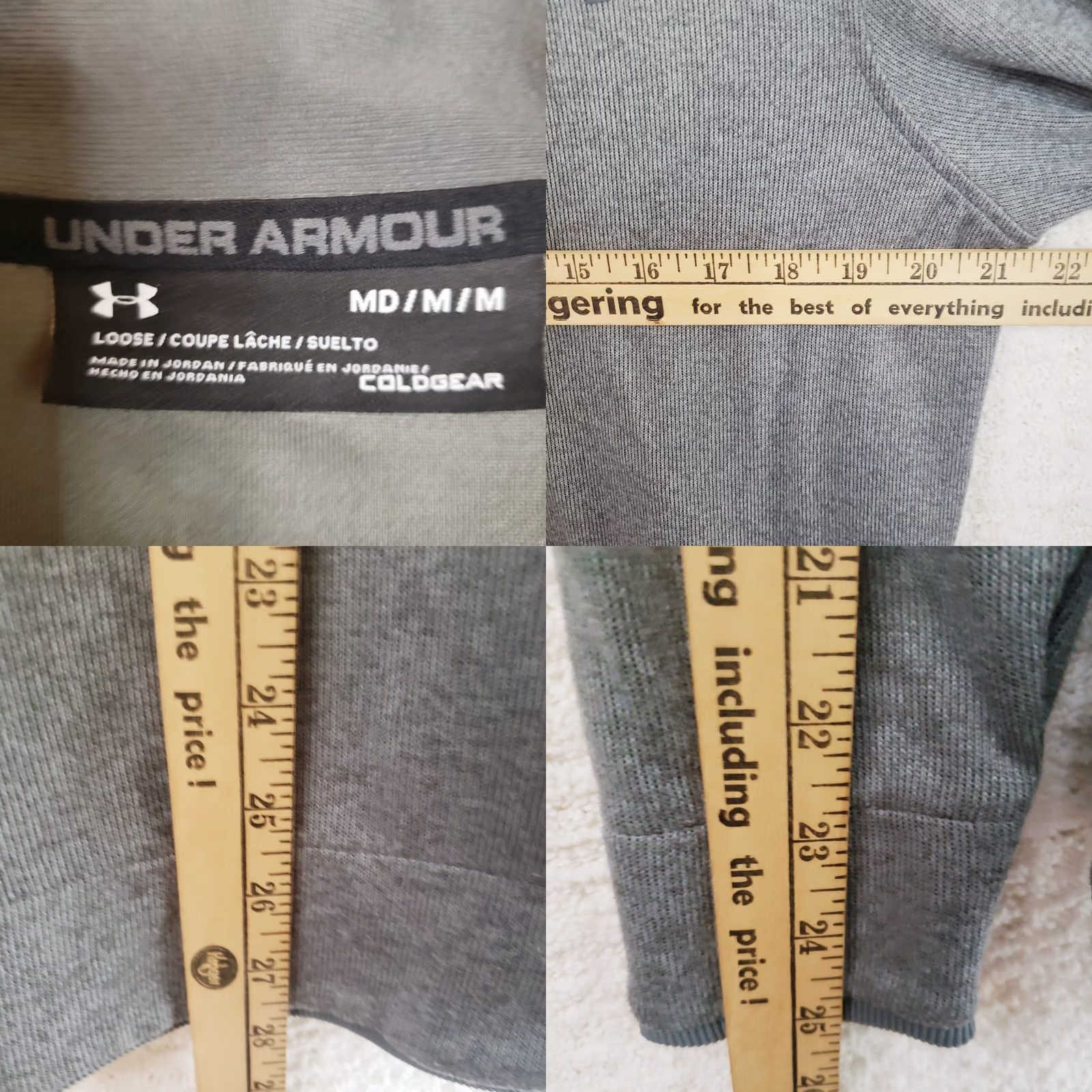 Under Armour Under Armour Cold Gear Sweater Pullover M Gray 1/4 Zip Long Sleeve Ribknit Mens Winter Casual Sports Size US M / EU 48-50 / 2 - 9 Thumbnail