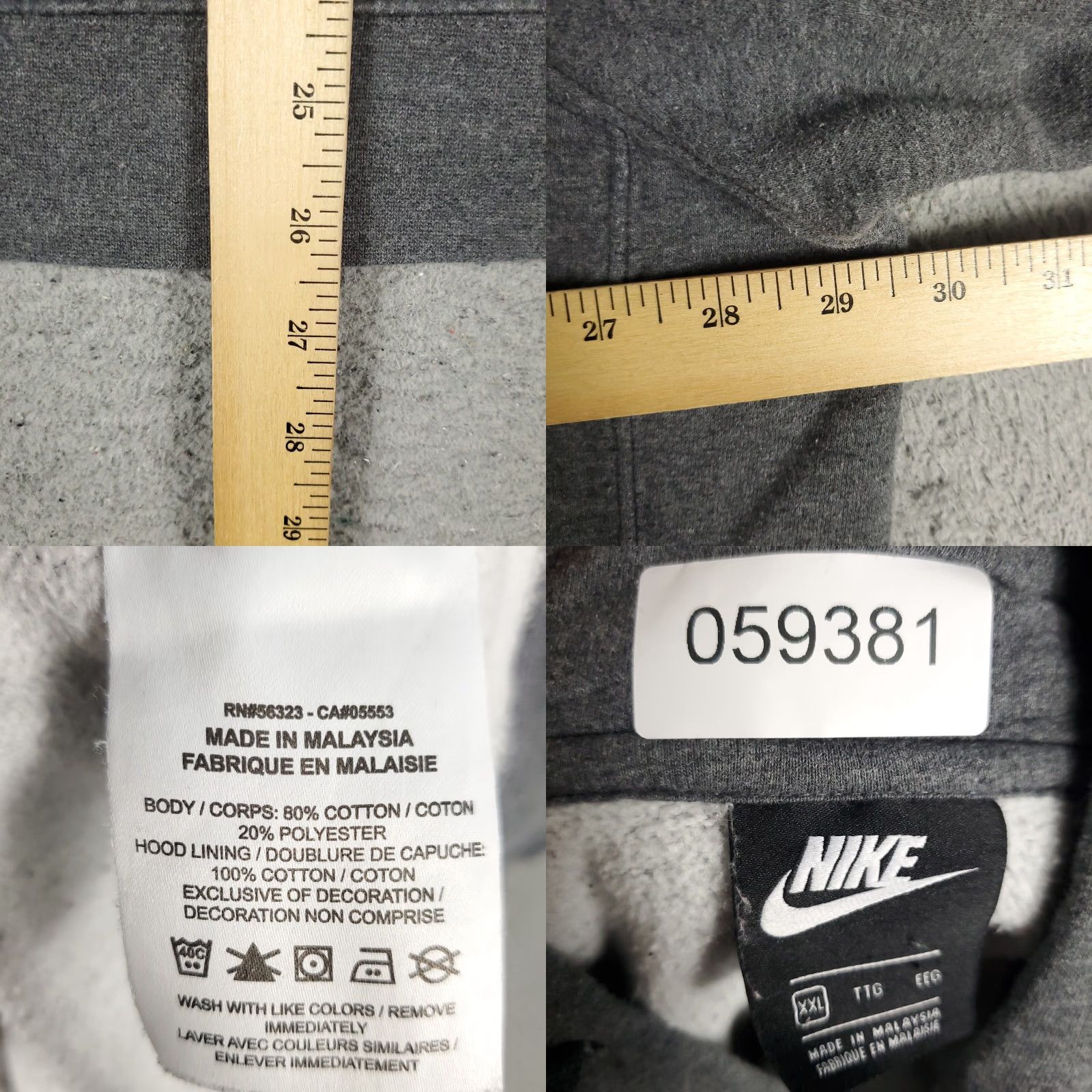 Nike Nike Mens Hoodie Pullover Sweatshirt Size 2XL Gray Swoosh Logo Knit Cotton Blend Polyester Mock Neck Long Sleeve Baggy? Size US XXL / EU 58 / 5 - 8 Thumbnail