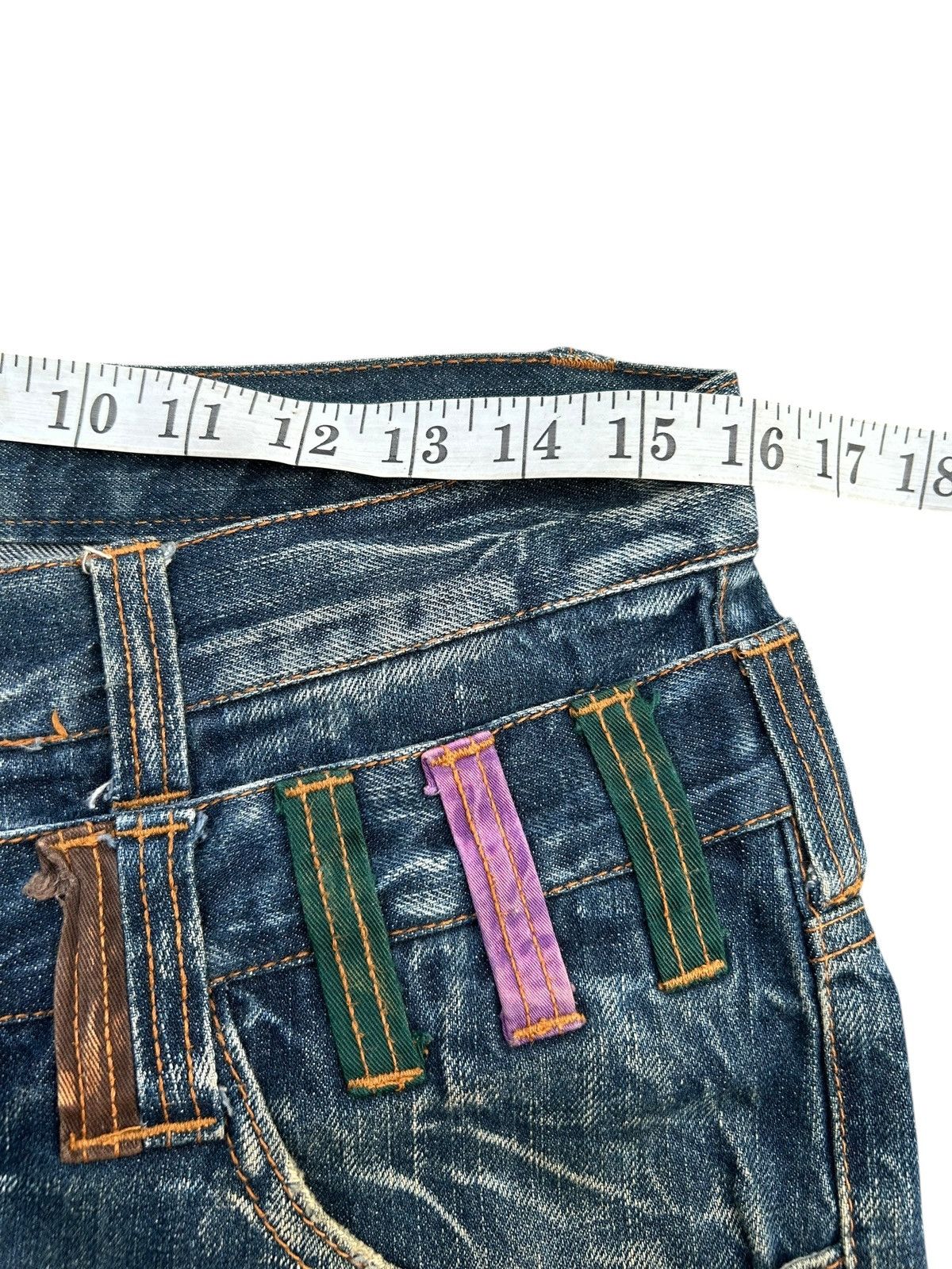 Kapital Nylaus Double Waist Distressed Denim Jeans Size US 32 / EU 48 - 15 Thumbnail
