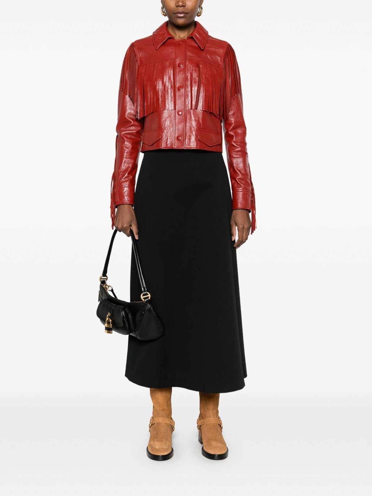 Chloe o1loc1c11125 Leather Jacket in Plaid Red Size M / US 6-8 / IT 42-44 - 5 Thumbnail