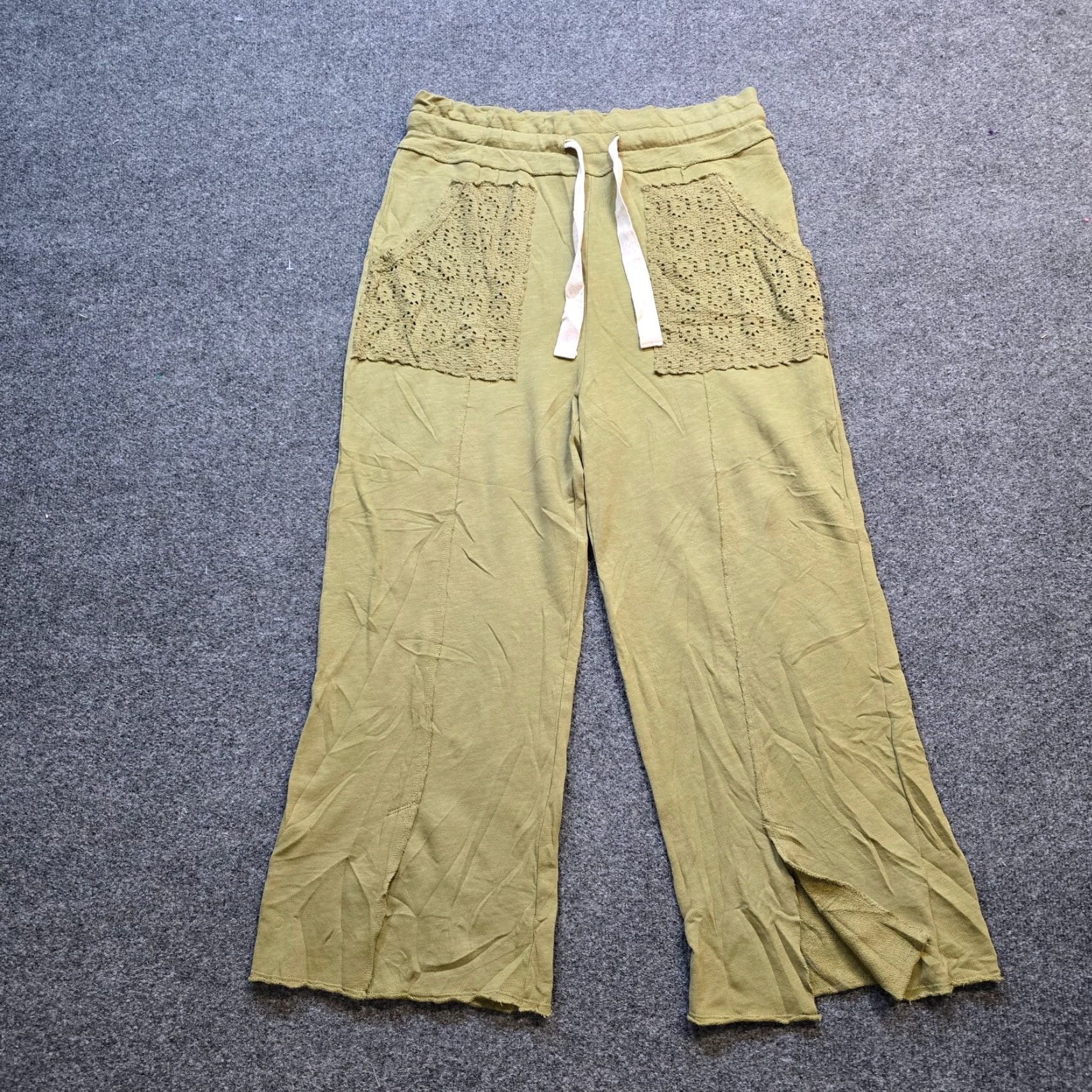 Vintage Daily Practice Pants Women L Green Wide Leg Crochet Sweatpants Casual Lounge Size 36" / US 14 / IT 50 - 2 Thumbnail