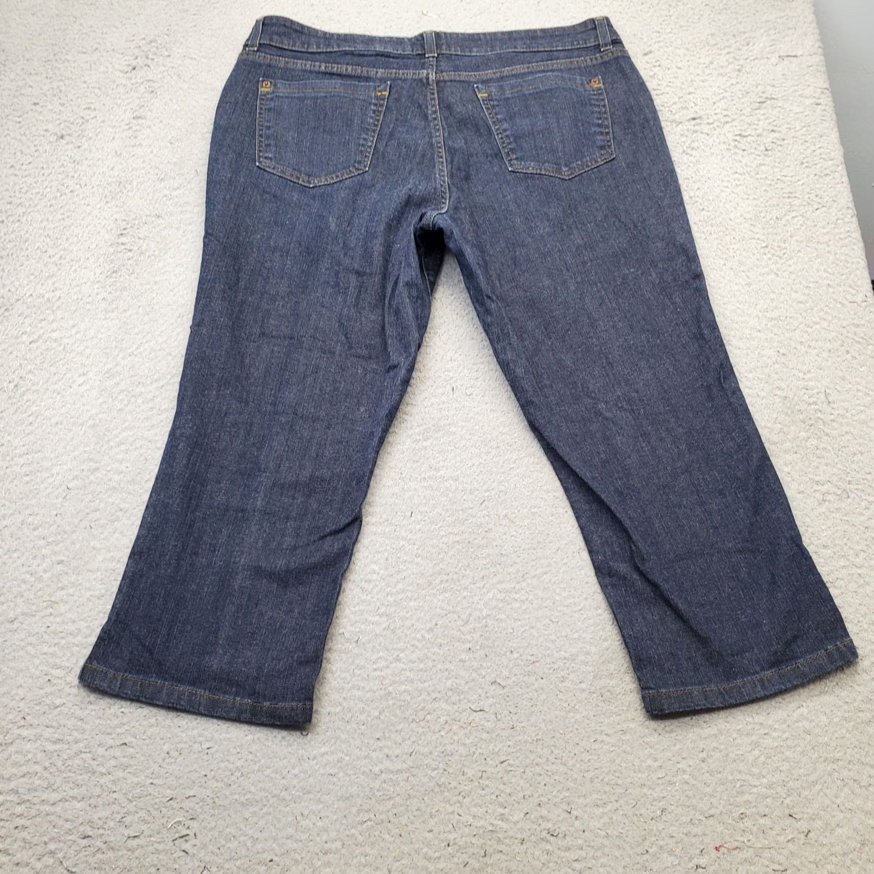 DKNY DKNY Jeans Womens 16 Blue Denim Dark Wash Cropped Stretch Ankle Slit Boho Shirt Size 38" / US 16 / IT 52 - 2 Thumbnail
