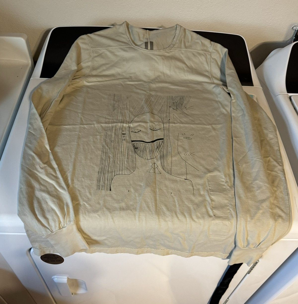 Rick Owens Rick Owens DRKSHDW FACE GRAFFITI printed Long Sleeve T Pearl Size US L / EU 52-54 / 3 - 2 Thumbnail