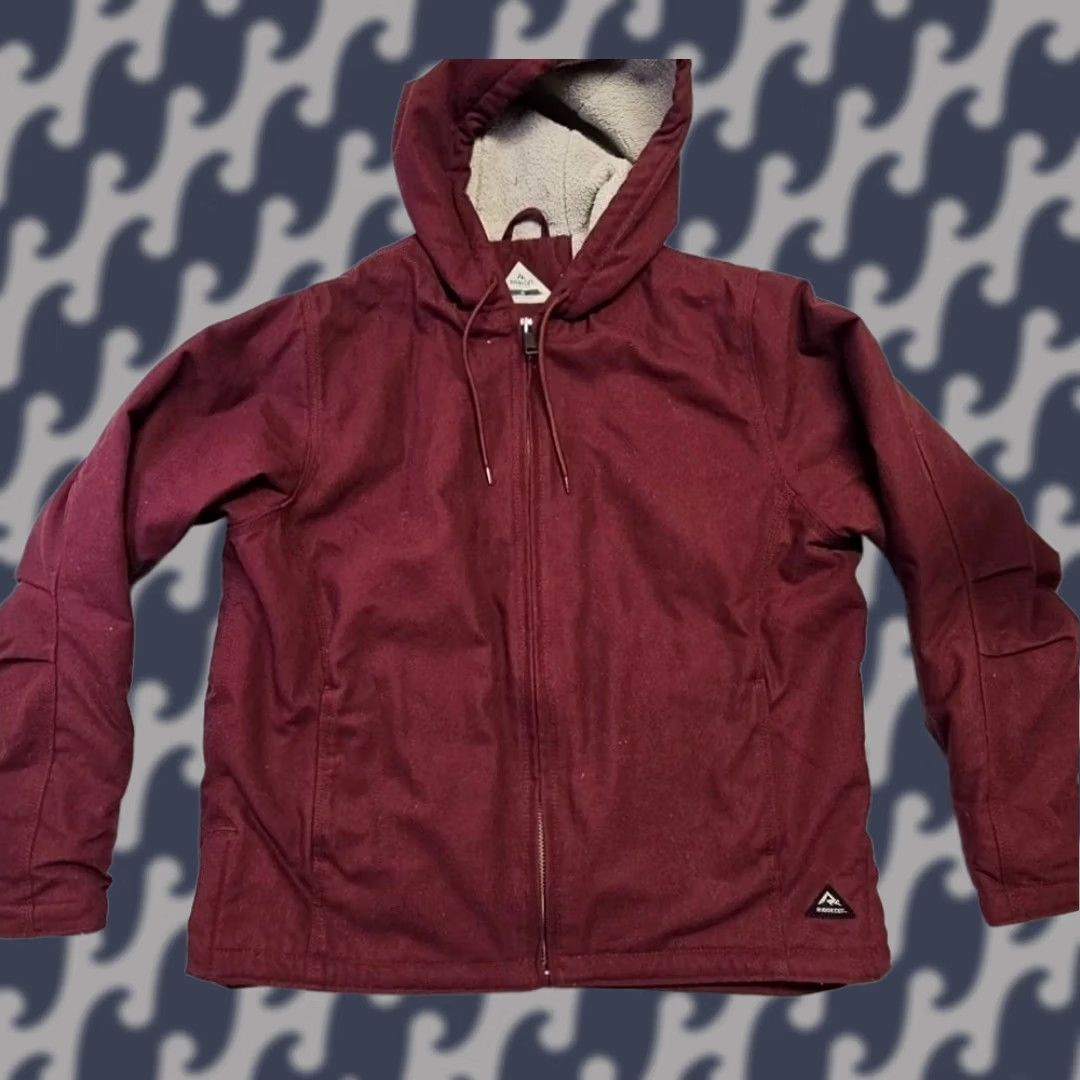 Vintage Ridgecut Work Jacket Hooded XL Women Burgundy Canvas Sherpa Lined Zip Mid-Length" Size XL / US 12-14 / IT 48-50 - 1 Thumbnail