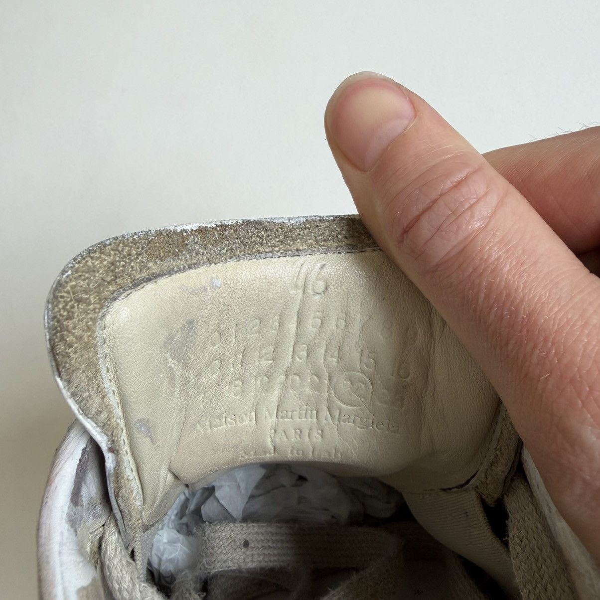 Maison Margiela White/Silver Painted OG GAT Sneakers Size US 13 / EU 46 - 20 Thumbnail