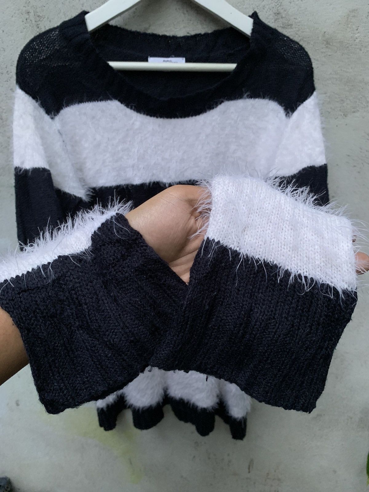 Hysteric Glamour × Japanese Brand 🔥BINDINGOFFER🔥 Japanese Avail Avant Garde Mohair Stripe Knit Size US XL / EU 56 / 4 - 6 Thumbnail