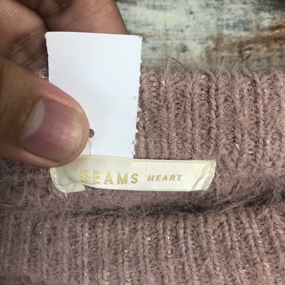 Homespun Knitwear × Japanese Brand DL Beams Heart Pink Mohair fur shaggy Knitwear #C320 Size XS / US 0-2 / IT 36-38 - 10 Thumbnail