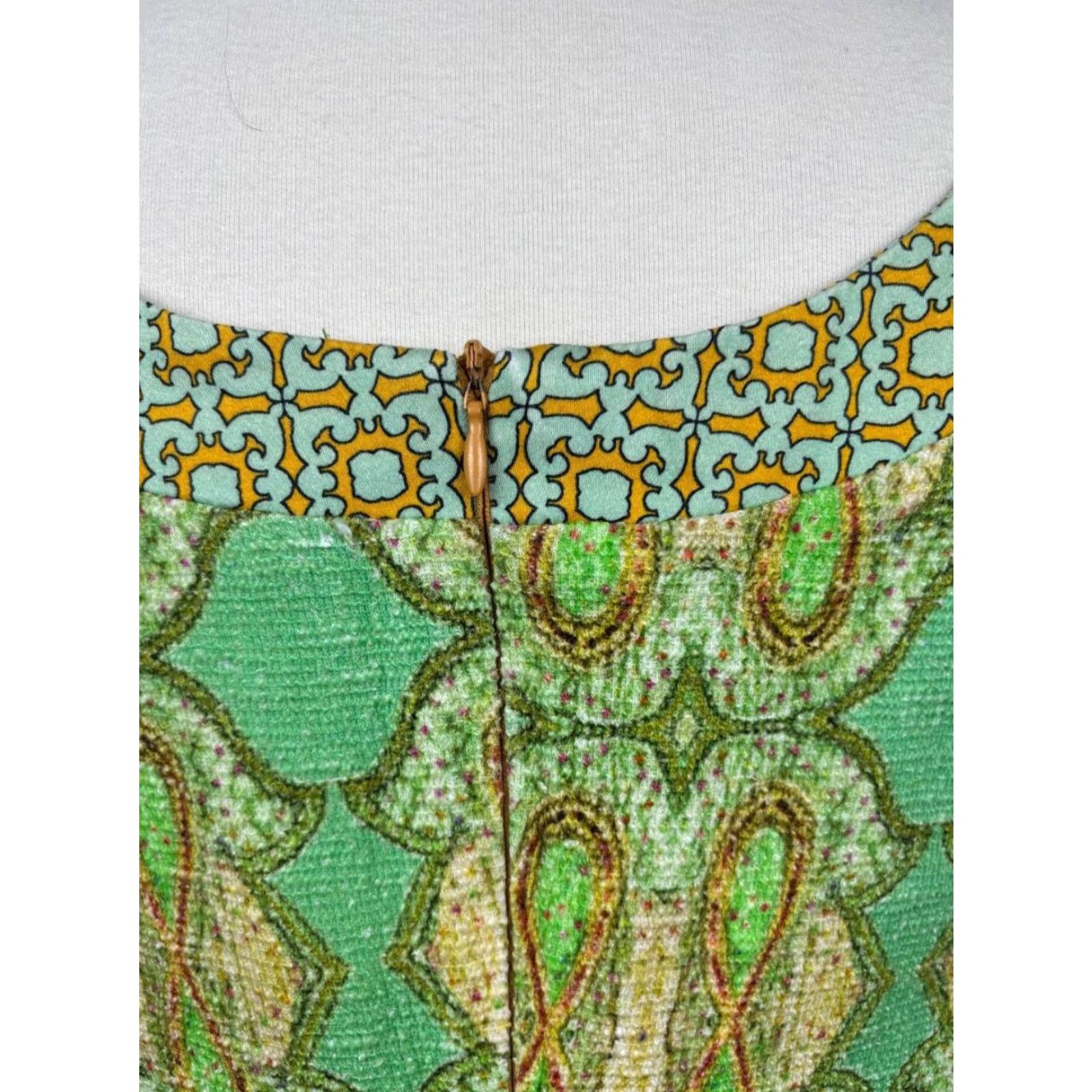 Vintage Save the Queen Womens Midi Dress XL Green Cotton Sleeveless Zipper Dress Size XL / US 12-14 / IT 48-50 - 6 Thumbnail