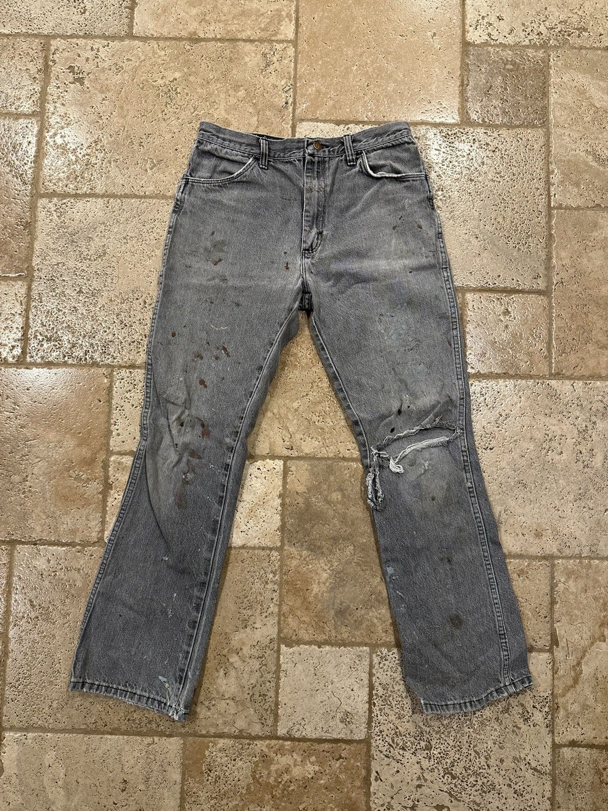 Rustler × Vintage Vintage Rustler Black faded Distressed Painter Denim Jeans Size US 32 / EU 48 - 1 Thumbnail
