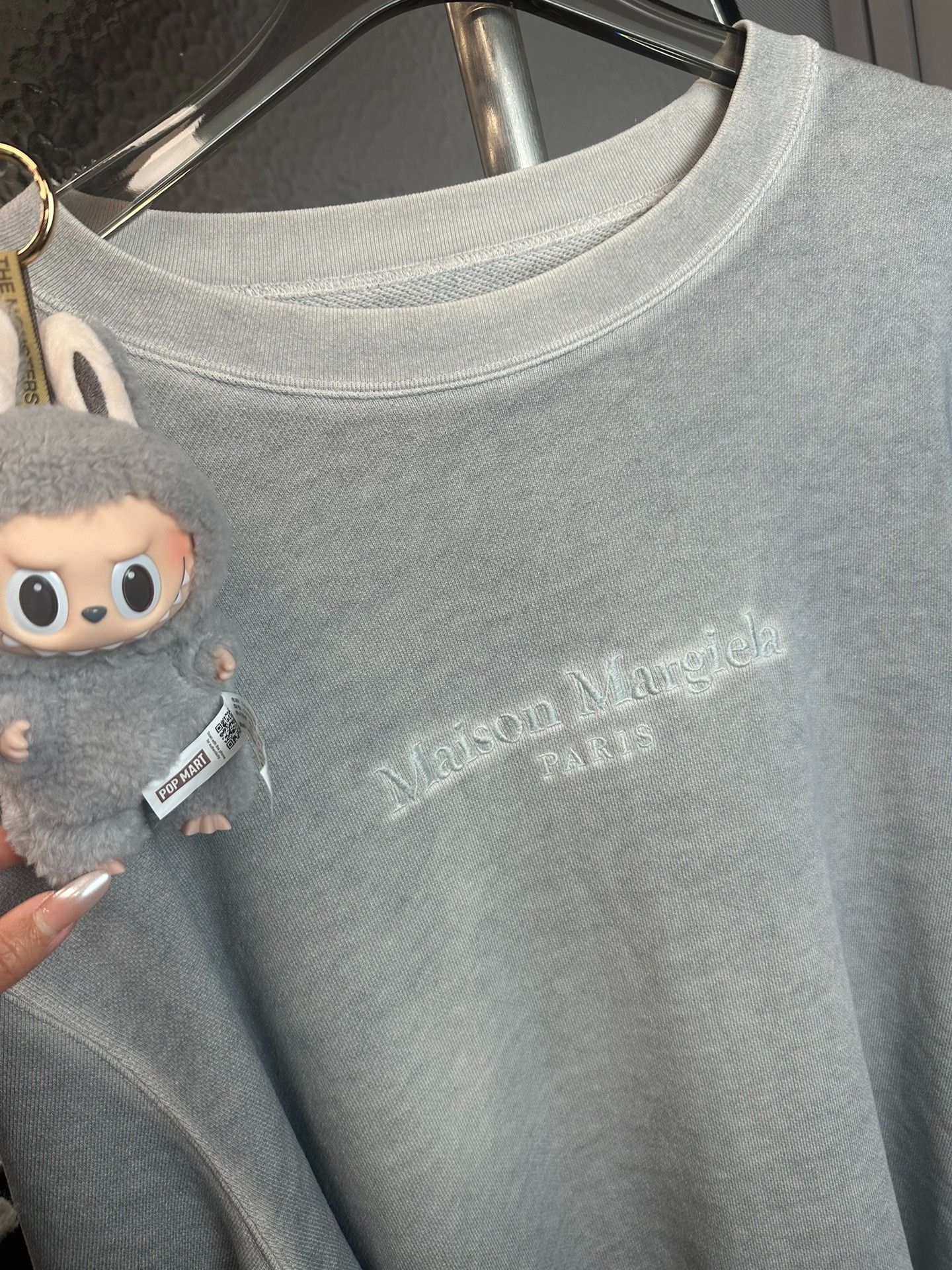 Maison Margiela Maison Margiela Gray relief embroidered pattern logo sweats Size US L / EU 52-54 / 3 - 3 Thumbnail