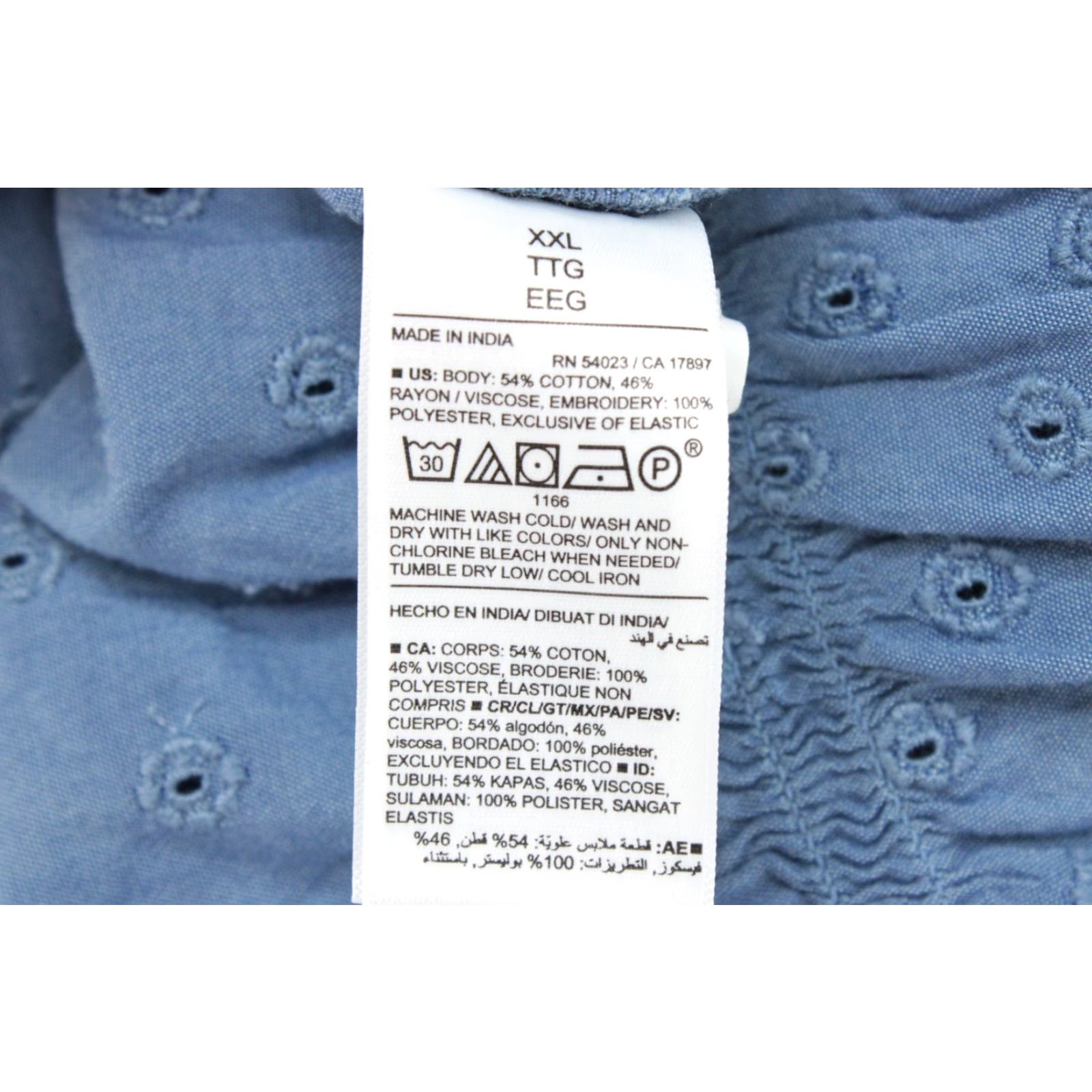 Old Navy Old Navy Top Blouse Women's XXL Blue Denim Ruffle Smock Boho Prairie Western Cottagcore Size XXL / US 16-18 / IT 52-54 - 5 Thumbnail