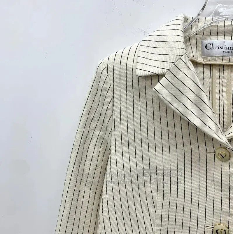 Dior Dior Beige Cotton Striped Women's Jacket . Size XXS / US 00 / IT 34 - 3 Thumbnail