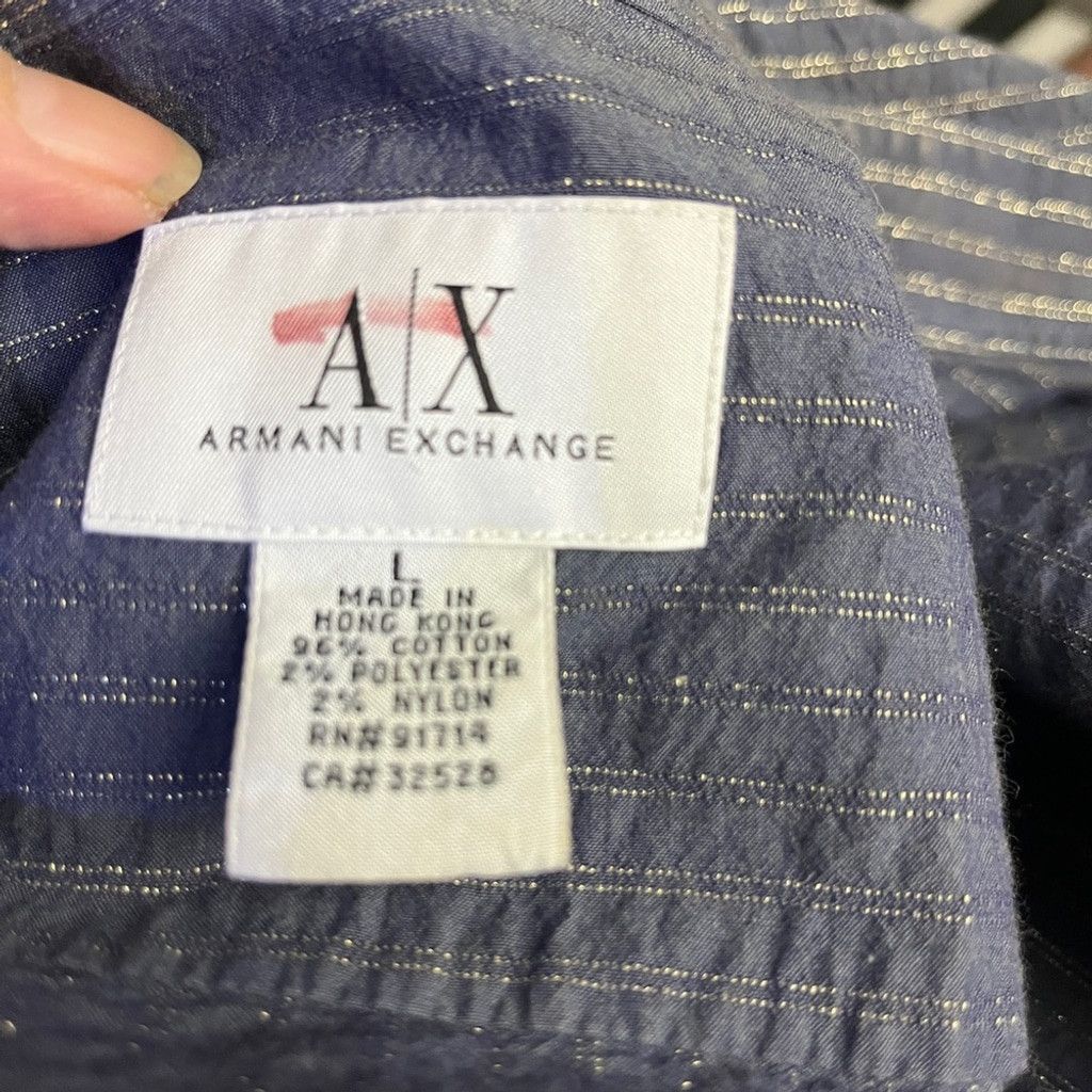Armani Exchange Armani Exchange Metallic Gold Stripe Button Up Shimmering Size US L / EU 52-54 / 3 - 4 Thumbnail