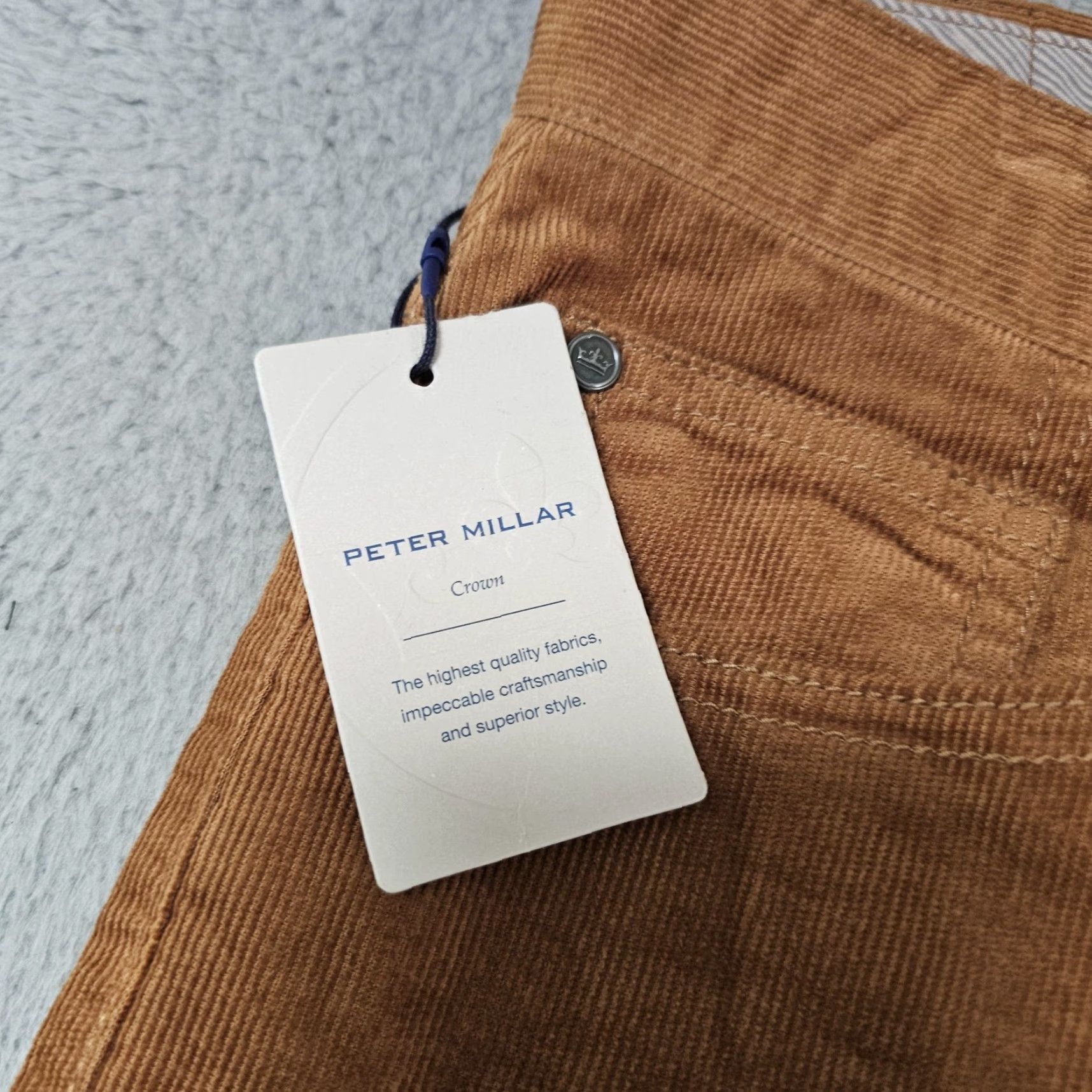 Peter Millar Peter Millar Crown Crafted Corduroy Pants Mens 32x34 Brown Cotton Modal Spandex Straight Flat Front Zip Pockets Logo MF23B29 Size US 32 / EU 48 - 5 Thumbnail