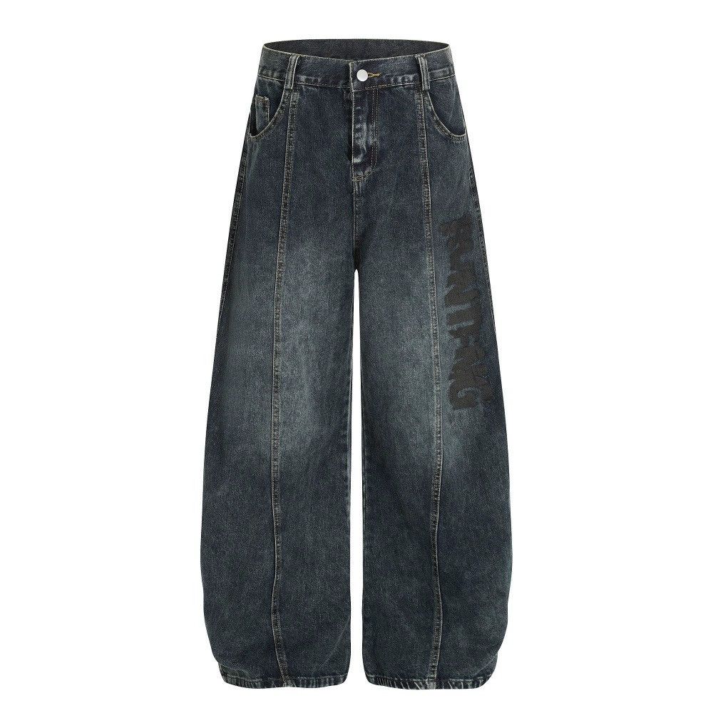 Vintage Retro punk washed men's letter print loose jeans Size US 32 / EU 48 - 1 Thumbnail