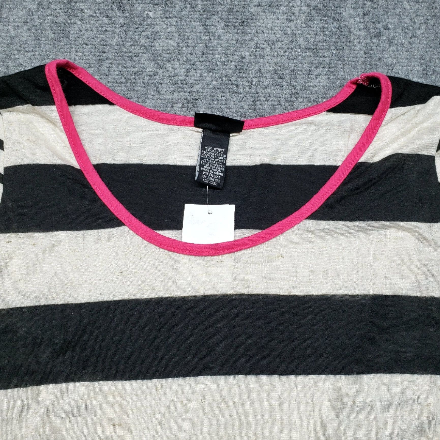 Vintage Rue21 Top Blouse Womens M Black White Stripe Round Neck 3/4 Sleeve Pullover New Size M / US 6-8 / IT 42-44 - 2 Thumbnail
